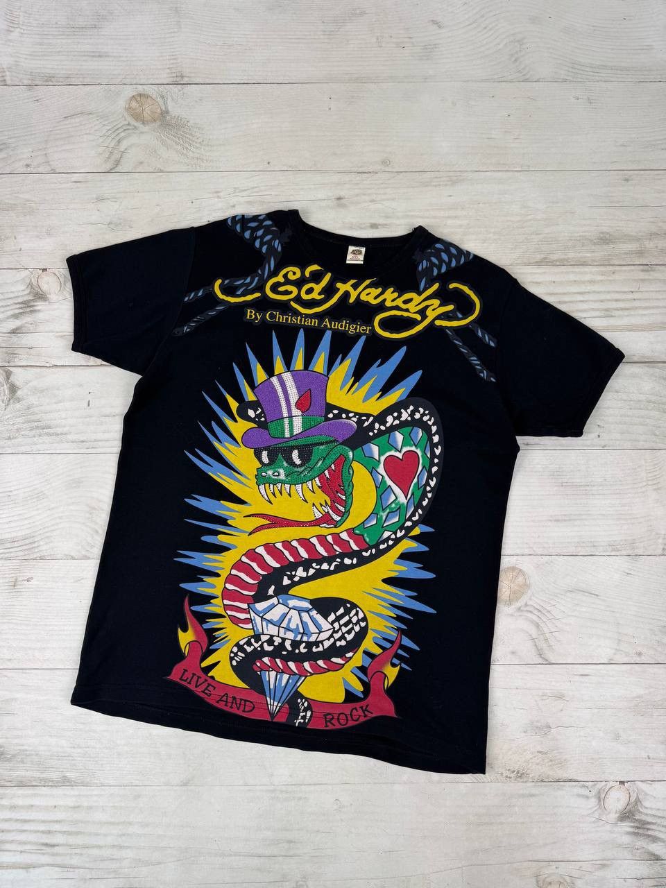 Christian Audigier Ed Hardy By Christian Audigier Live And Rock T Shirt Size US XXL / EU 58 / 5 - 1 Thumbnail
