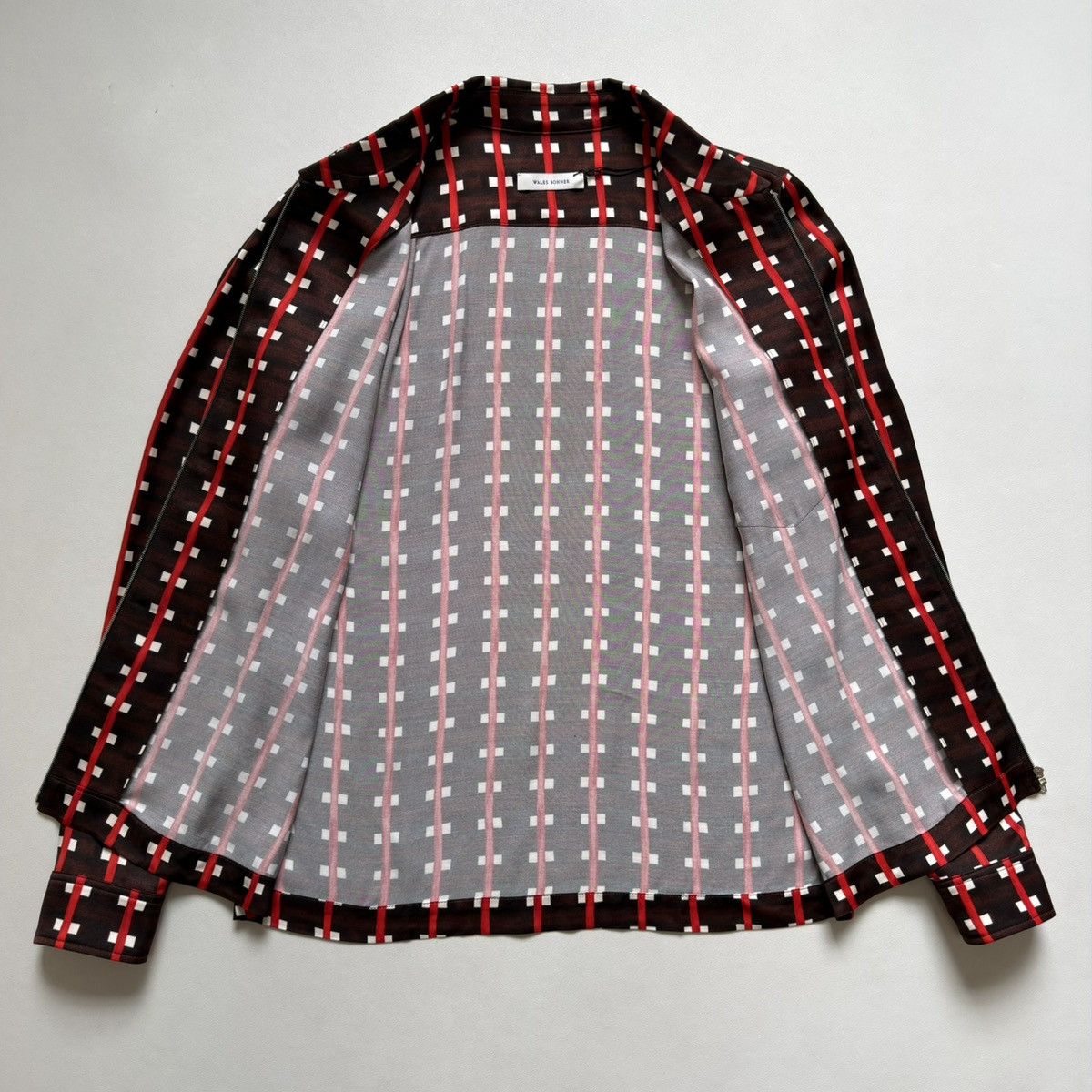 Wales Bonner ‘Relief’ Brown + Red Patterned Zip Shirt Size US M / EU 48-50 / 2 - 11 Thumbnail