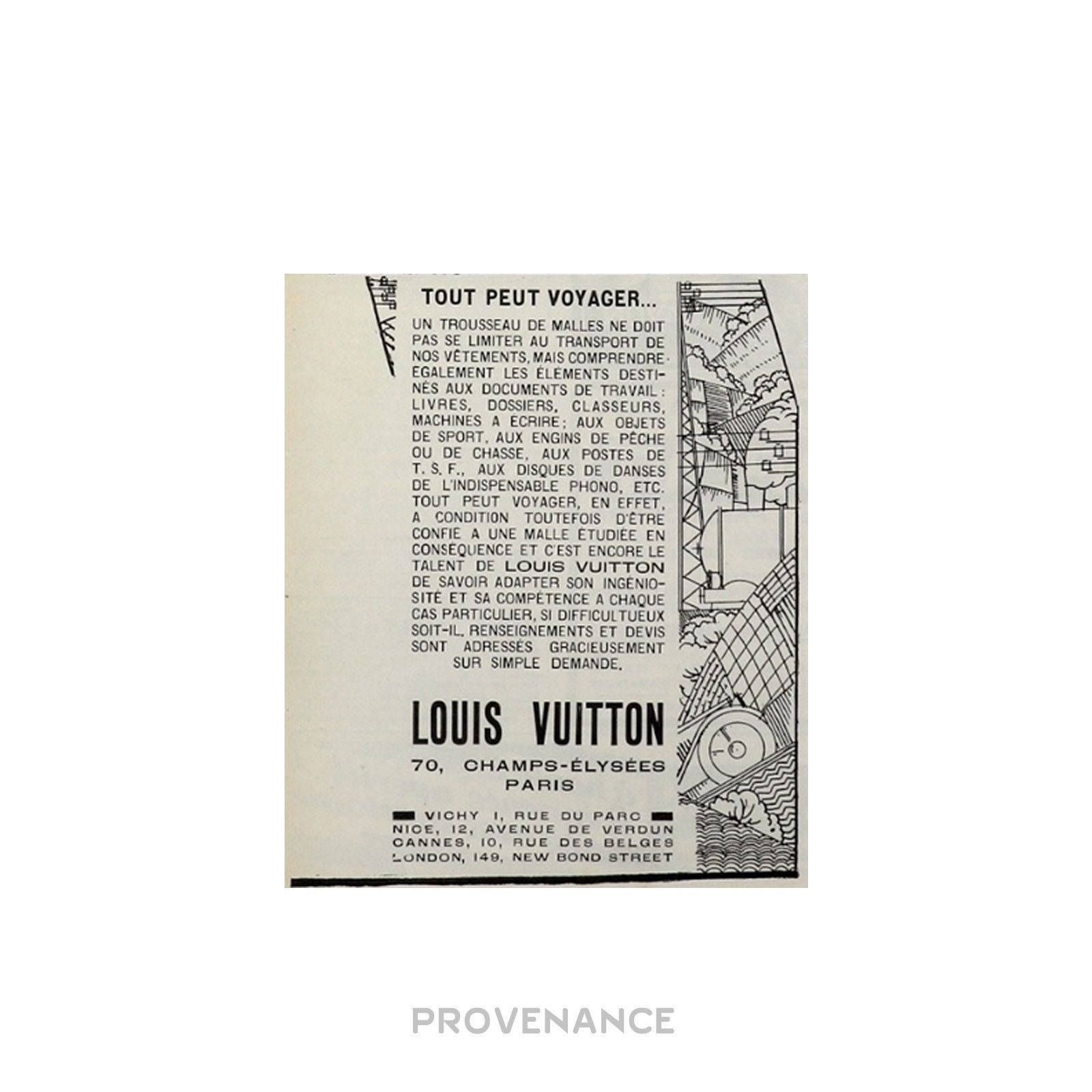 Louis Vuitton 🔴 Louis Vuitton Antique Vintage Newsprint Ad - Travel Trunk Size ONE SIZE - 6 Thumbnail
