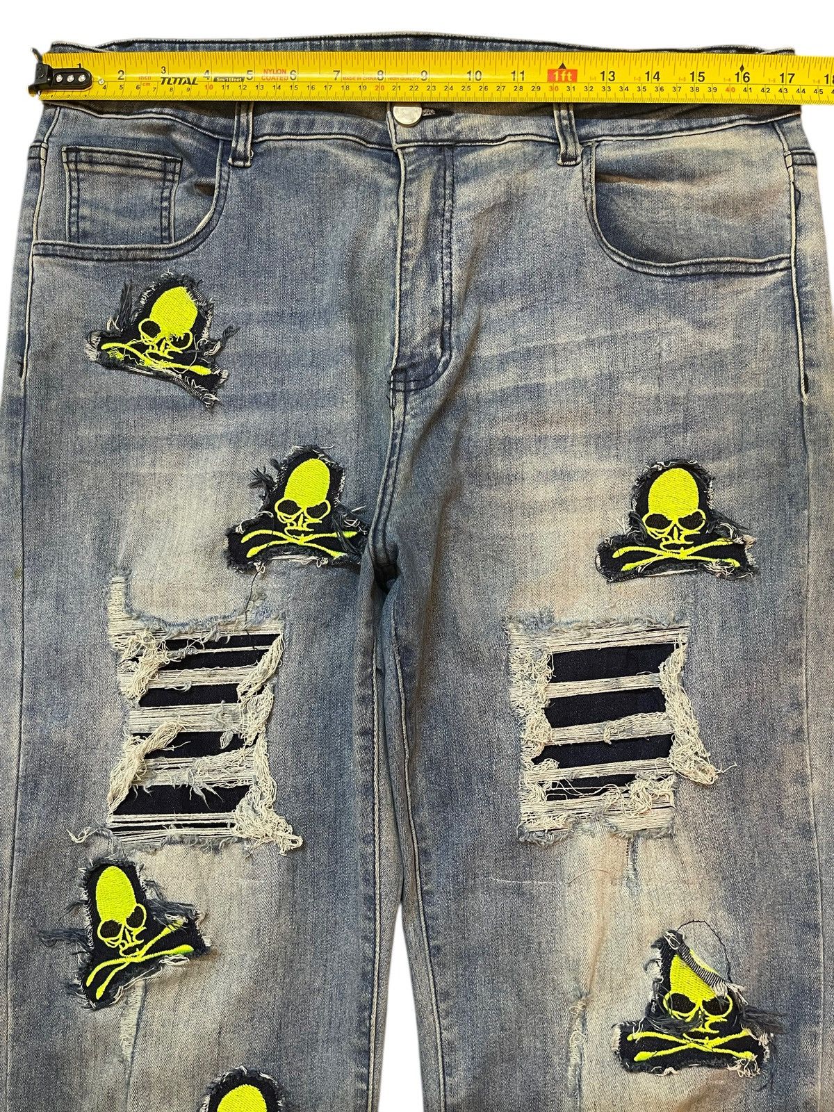 KMRii Japanese Brand Seditionaries Skull Patches Distress Jeans Size US 34 / EU 50 - 11 Thumbnail