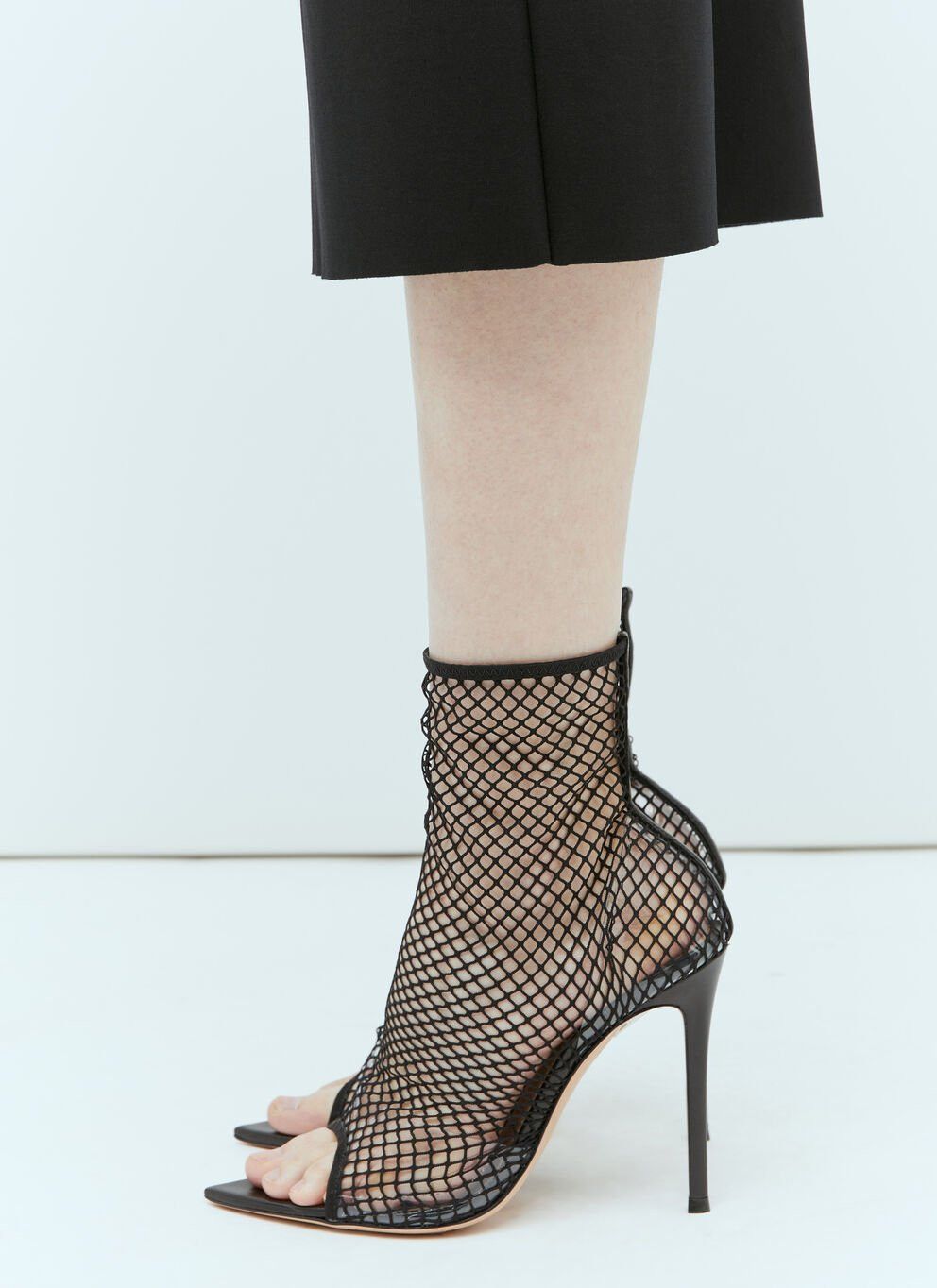 image of Gianvito Rossi Mesh High Heel Shoes Boots in Black, Women's (Size 9)