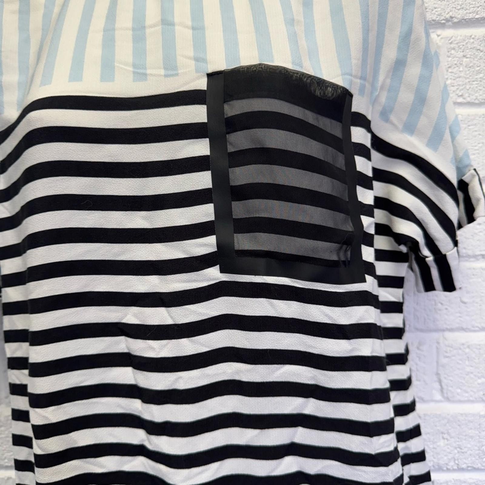 Designer Cop.Copine Striped Top - Black, White, Light Blue Size M / US 6-8 / IT 42-44 - 5 Thumbnail