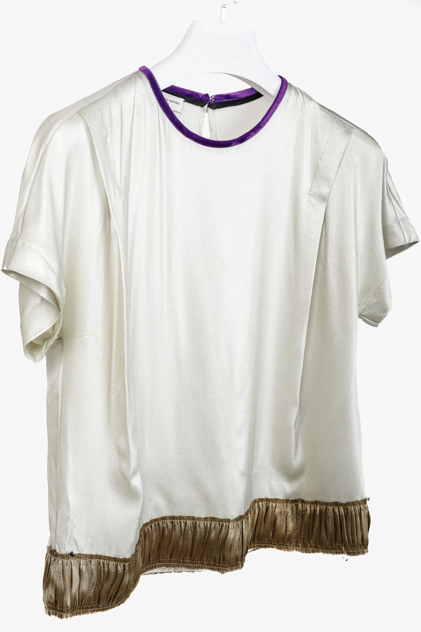 Dries Van Noten Dries Van Noten Champagne Silk Gathered-Hem Blouse Size S / US 4 / IT 40 - 3 Thumbnail
