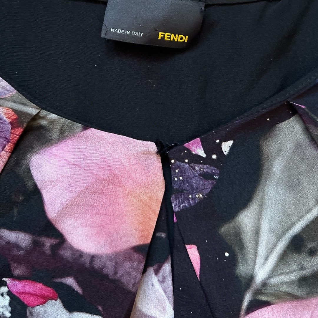 Fendi FENDI Purple Printed Silk Blouse, Medium/IT42 Size M / US 6-8 / IT 42-44 - 8 Thumbnail