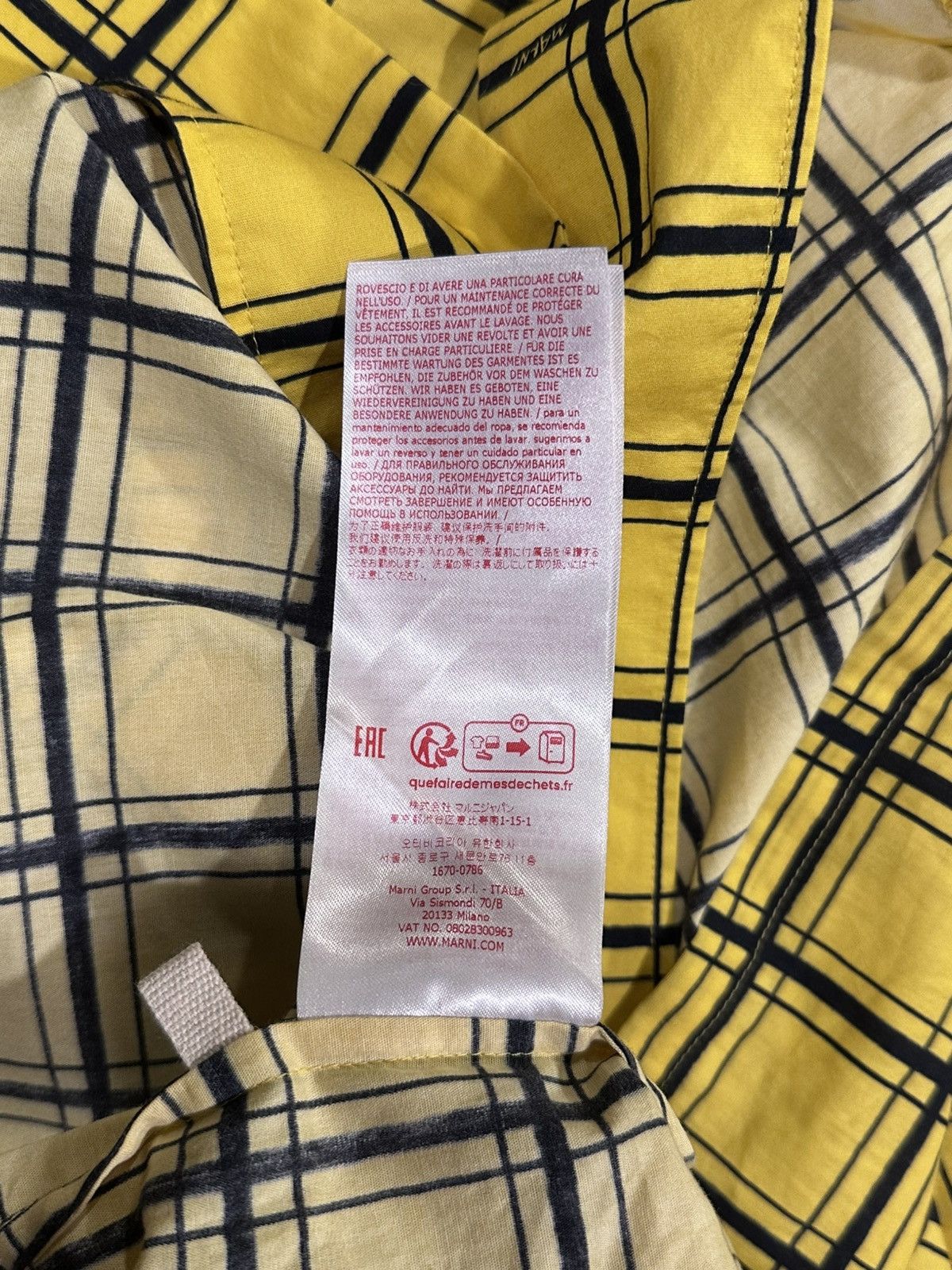Marni Marni Checkered Grid Poplin Bowling Yellow Shirt Size US XL / EU 56 / 4 - 13 Thumbnail