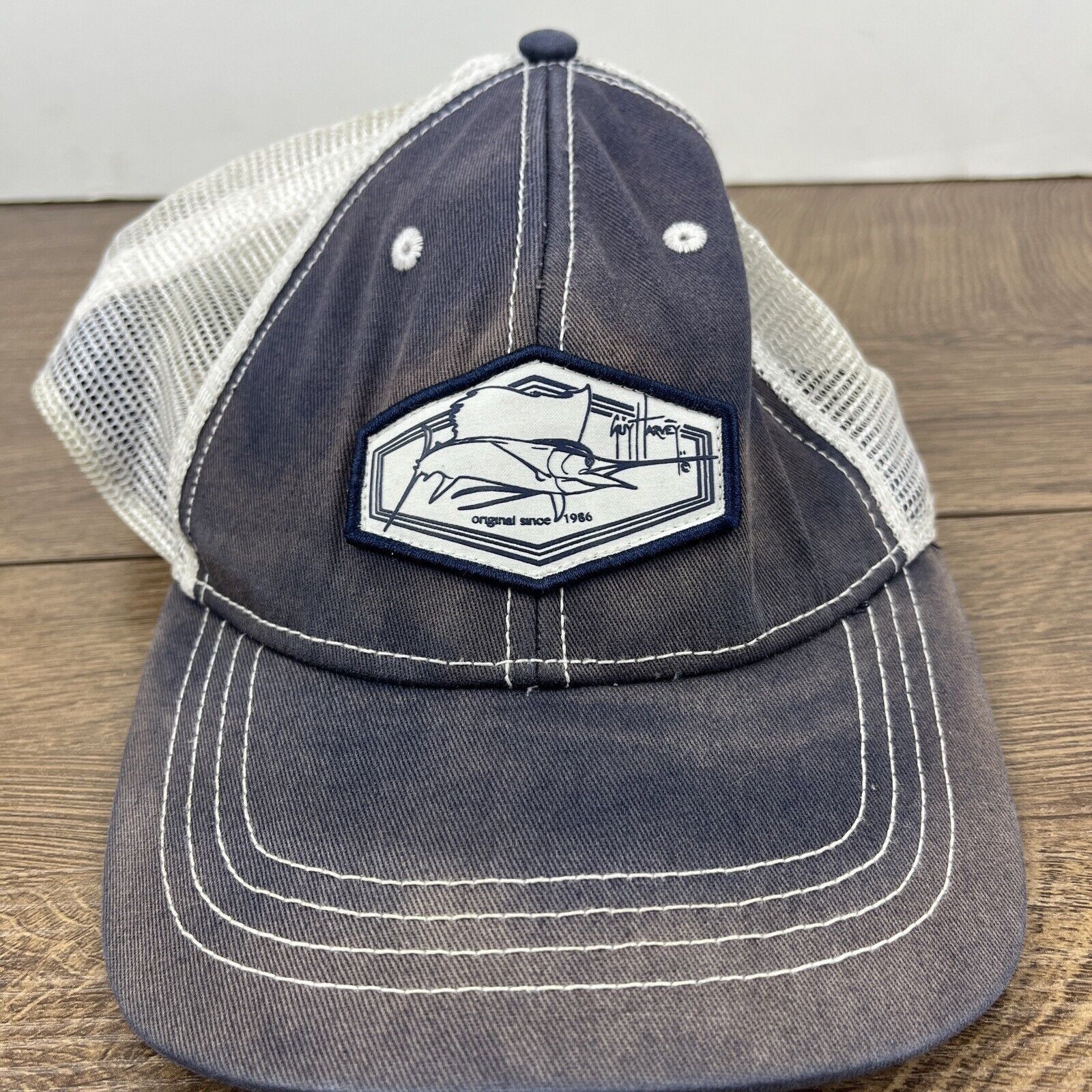 Guy Harvey Guy Harvey Blue Gray Hat Adjustable Adult Size Hat Gray Cap Size ONE SIZE - 4 Thumbnail