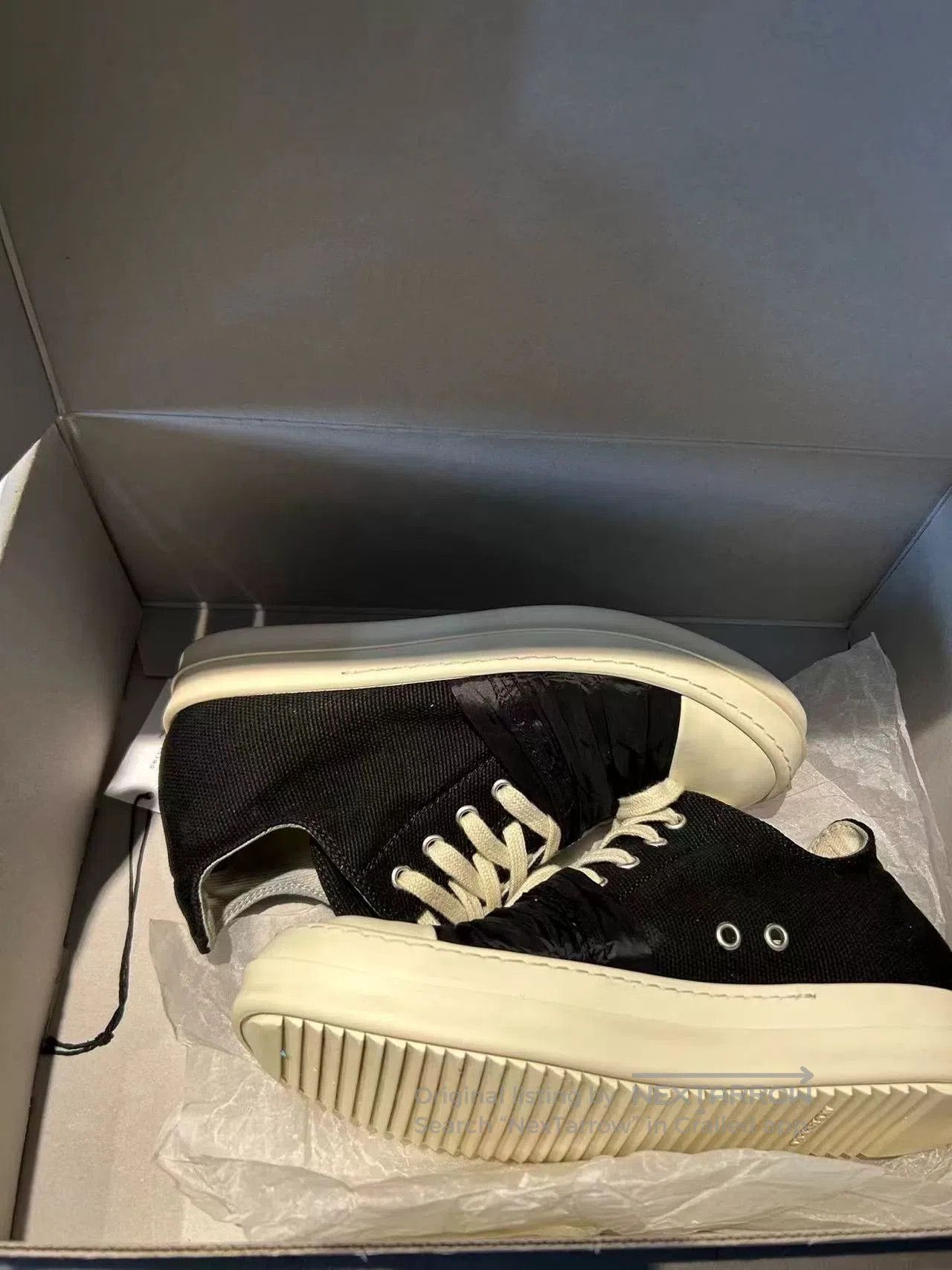 Rick Owens Rick Owens Black Silk Low-Top Sneakers. Size US 6 / EU 39 - 7 Thumbnail