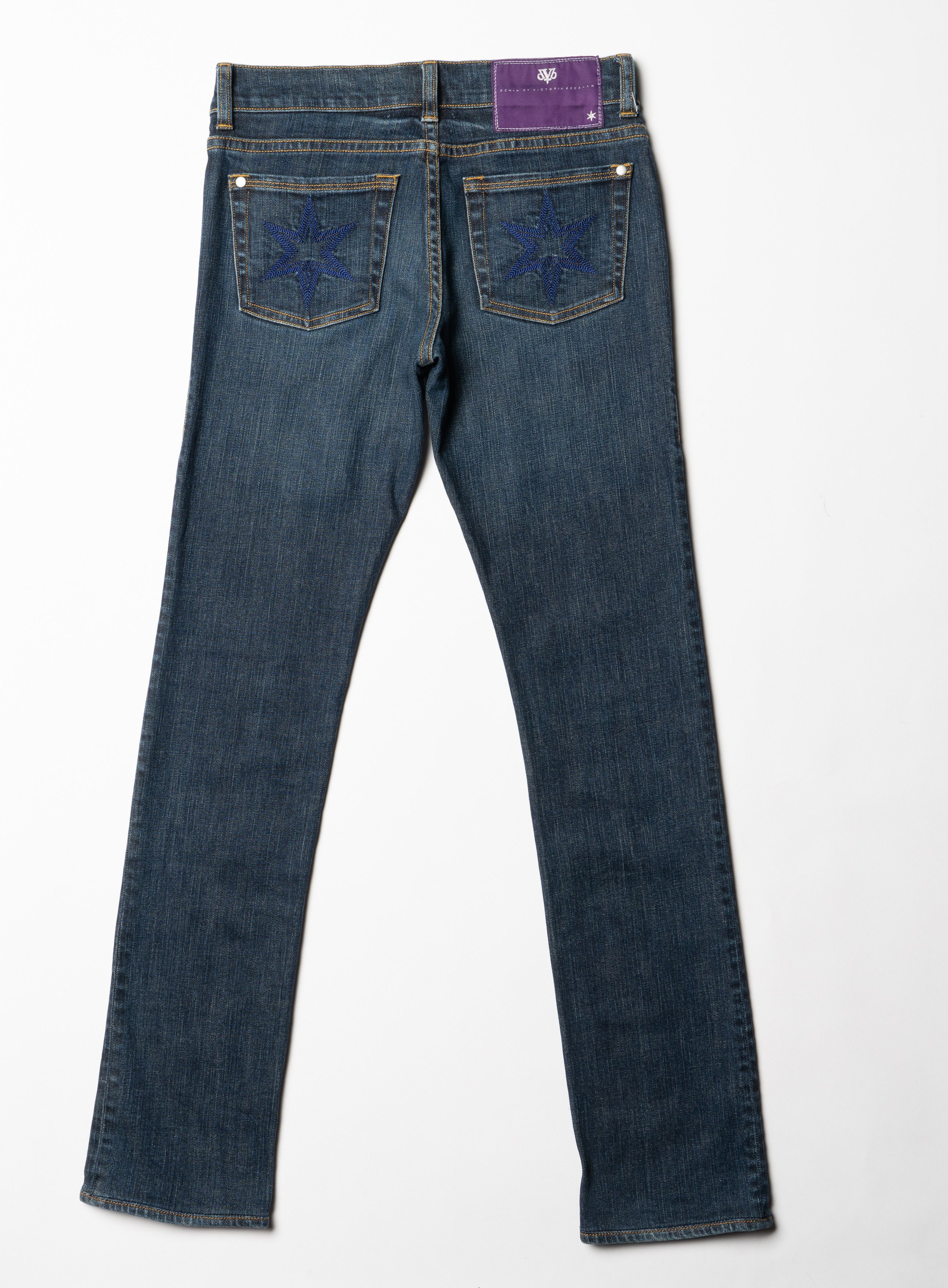 Victoria Beckham 🔴VICTORIA BECKHAM Vintage Blue Star Pocket Denim Jeans Size 24" / US 00 / IT 34 - 11 Thumbnail
