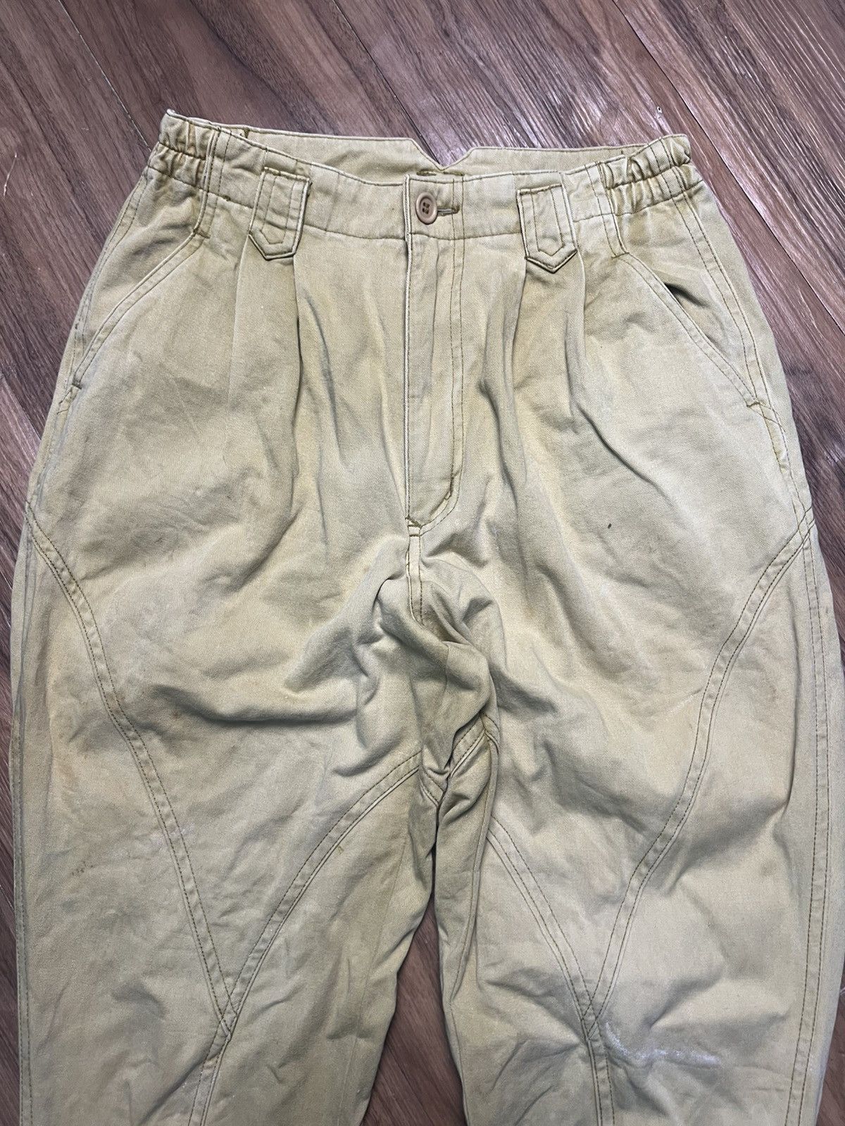 If Six Was Nine LA VIE EN ROSE Panelled Khaki Ankle Zip Pants (42) Size US 26 / EU 42 - 3 Thumbnail