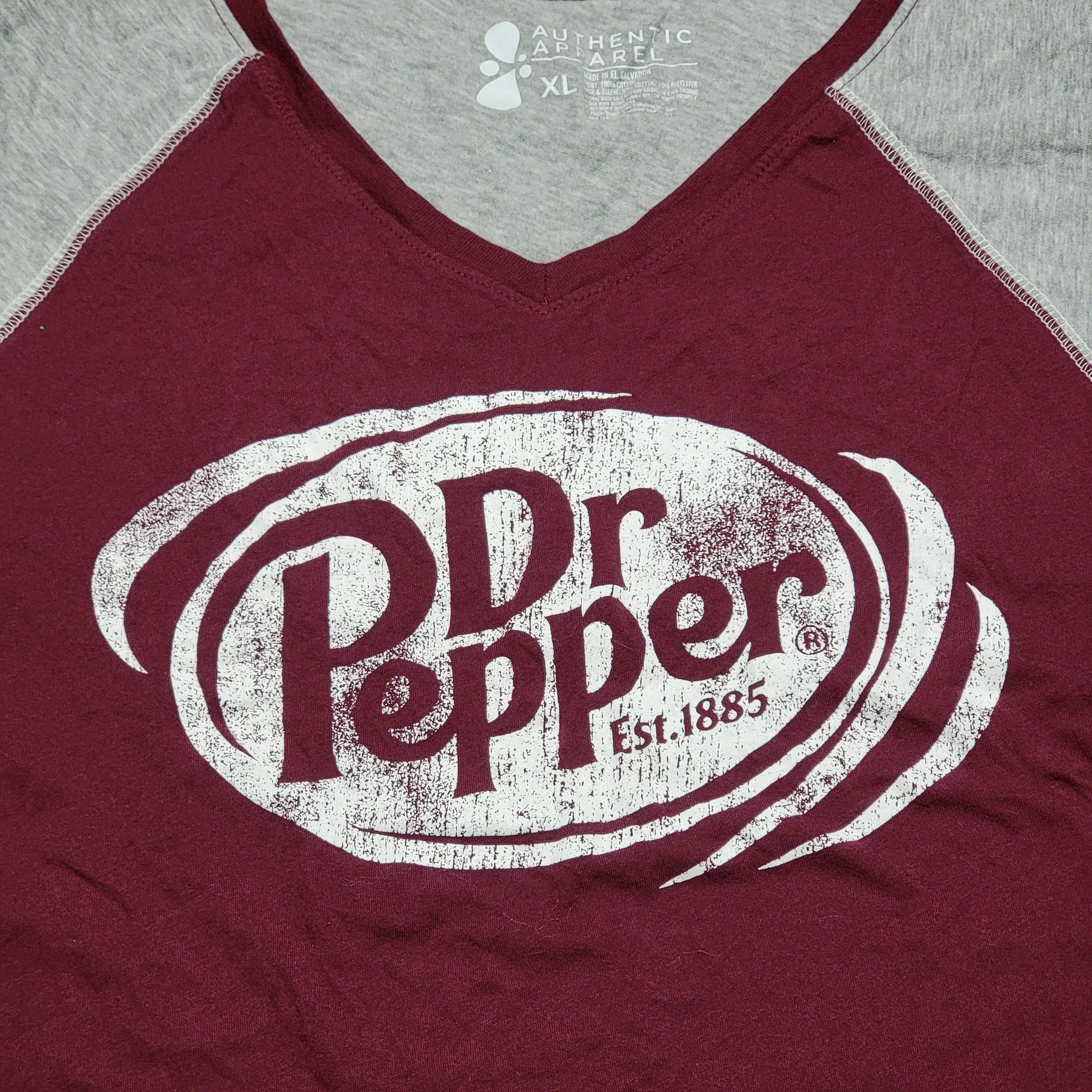 Other Authentic Apparel Dr Pepper SS Burgundy & Grey Tee - Size XL Size XL / US 12-14 / IT 48-50 - 2 Thumbnail