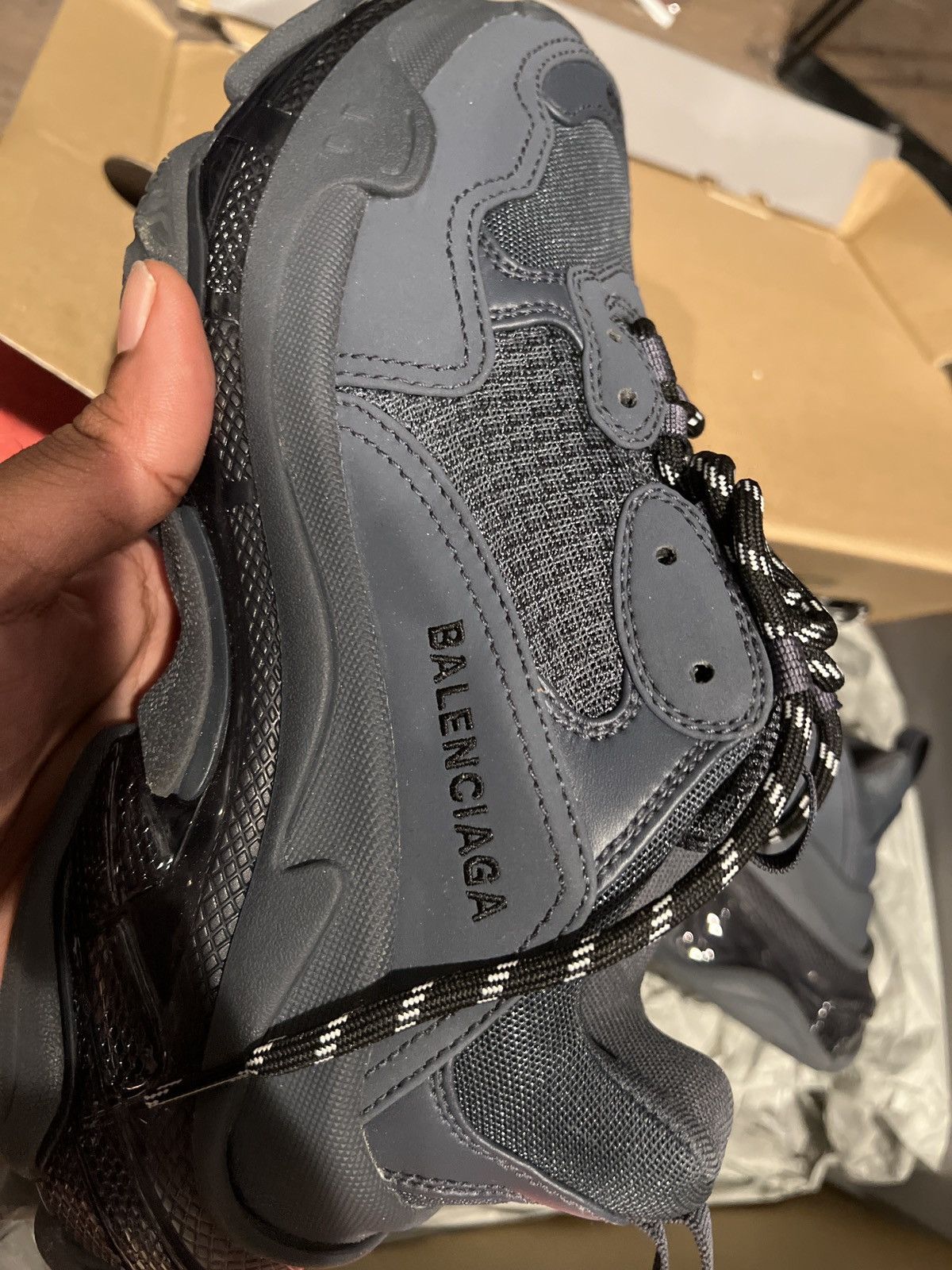 image of Balenciaga Triple S Shoes in Grey, Women's (Size 8)