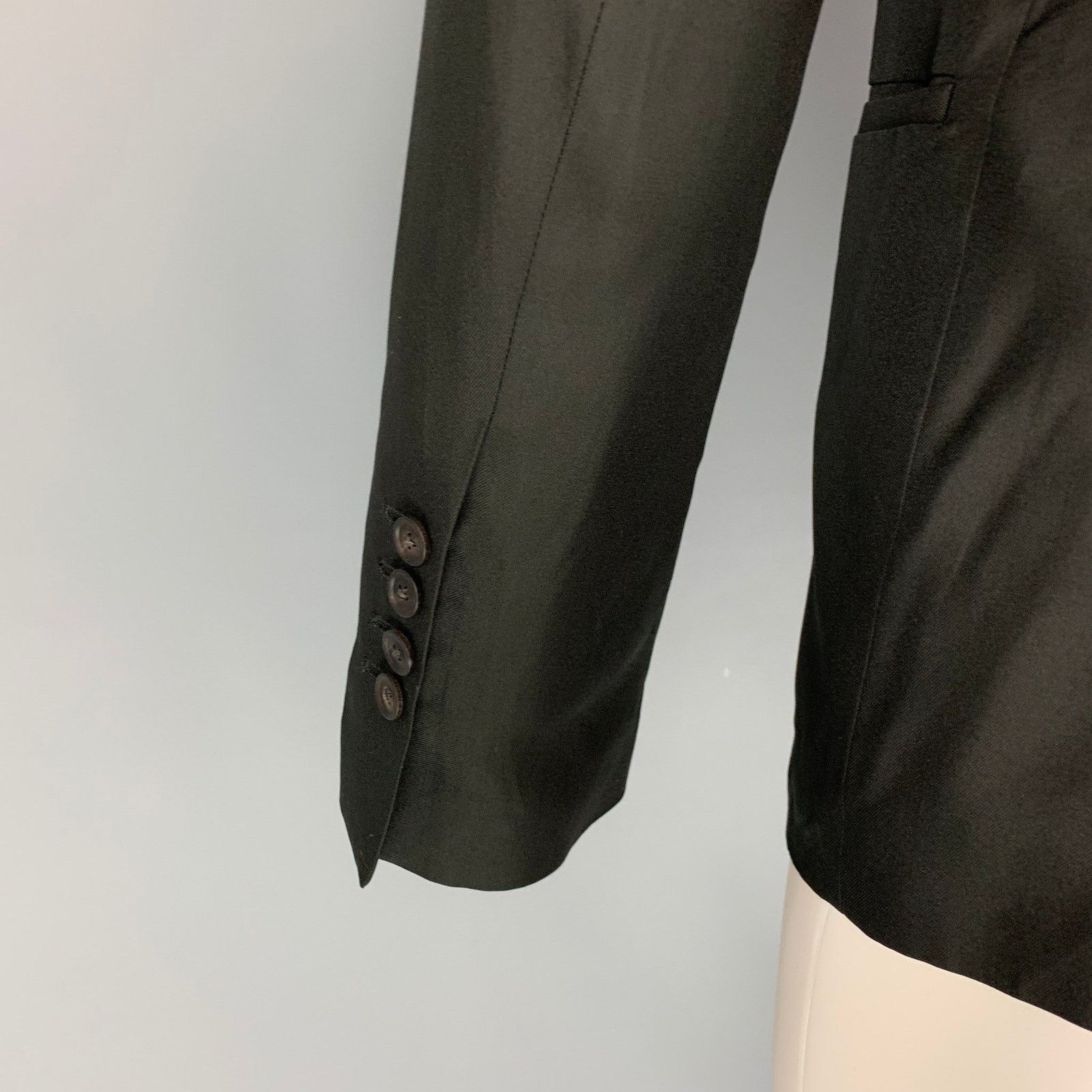 Julius JULIUS_7 Size 38 Black Silk Notch Lapel Sport Coat Size 38S - 4 Thumbnail