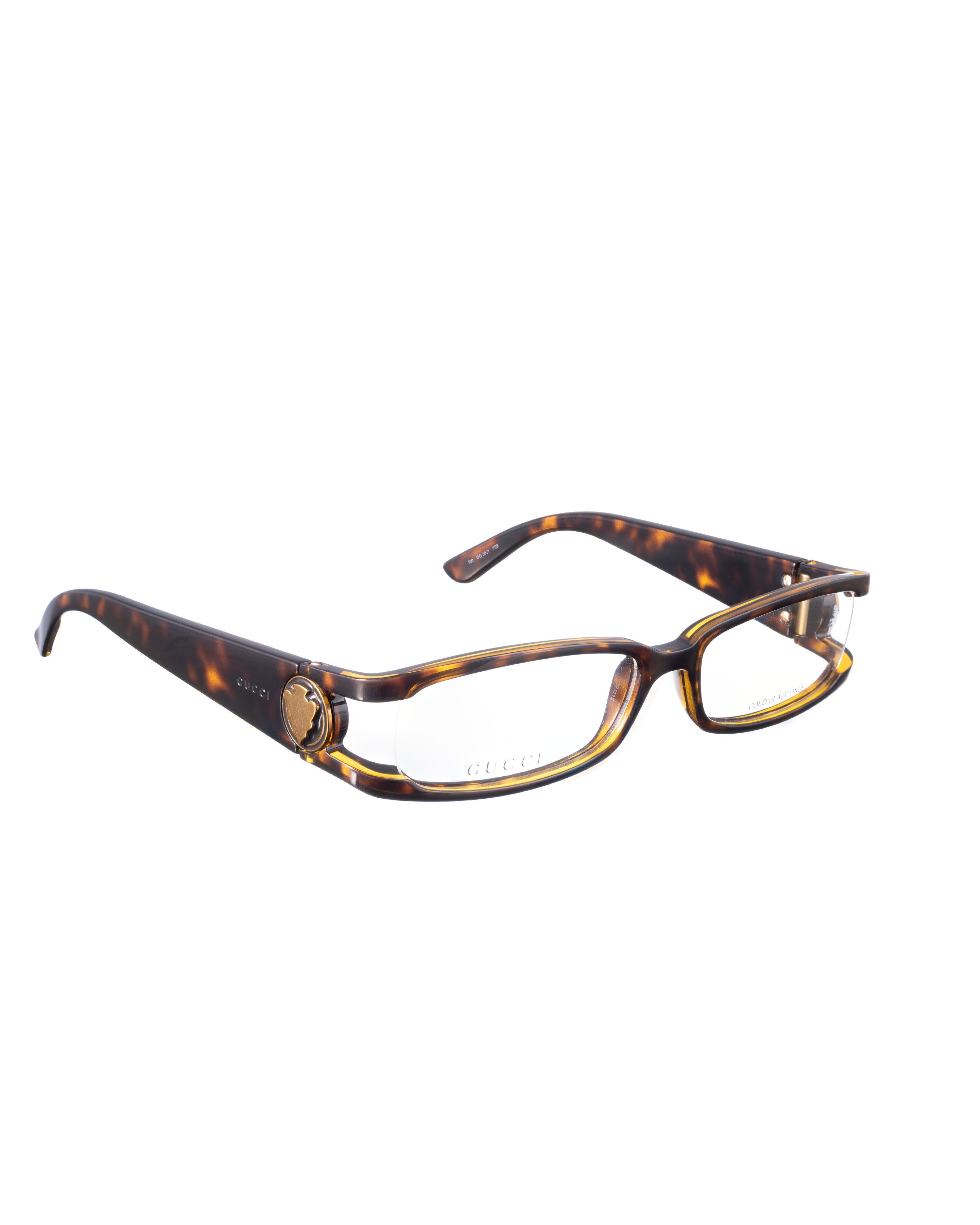 Gucci Gucci 00s Brown Rectangular Glasses with Gold Details Size ONE SIZE - 2 Thumbnail