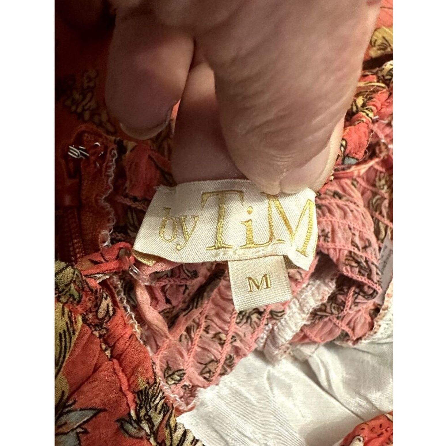 Other By TiMo Smocked Maxi Dress Floral Chiffon Ruffle Orange M Size M / US 6-8 / IT 42-44 - 9 Thumbnail