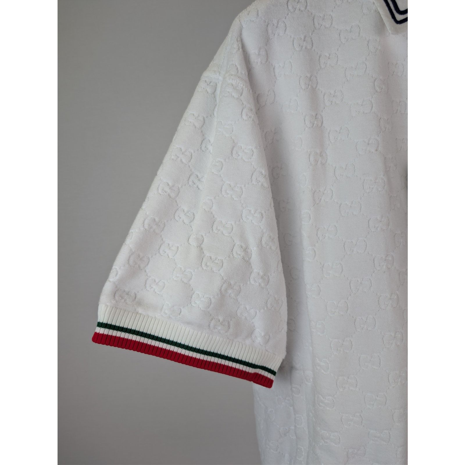 Gucci o1rshd1 Q:2 / GG Cotton Terry Cloth Polo Zip-Up Sweater Size US L / EU 52-54 / 3 - 6 Thumbnail
