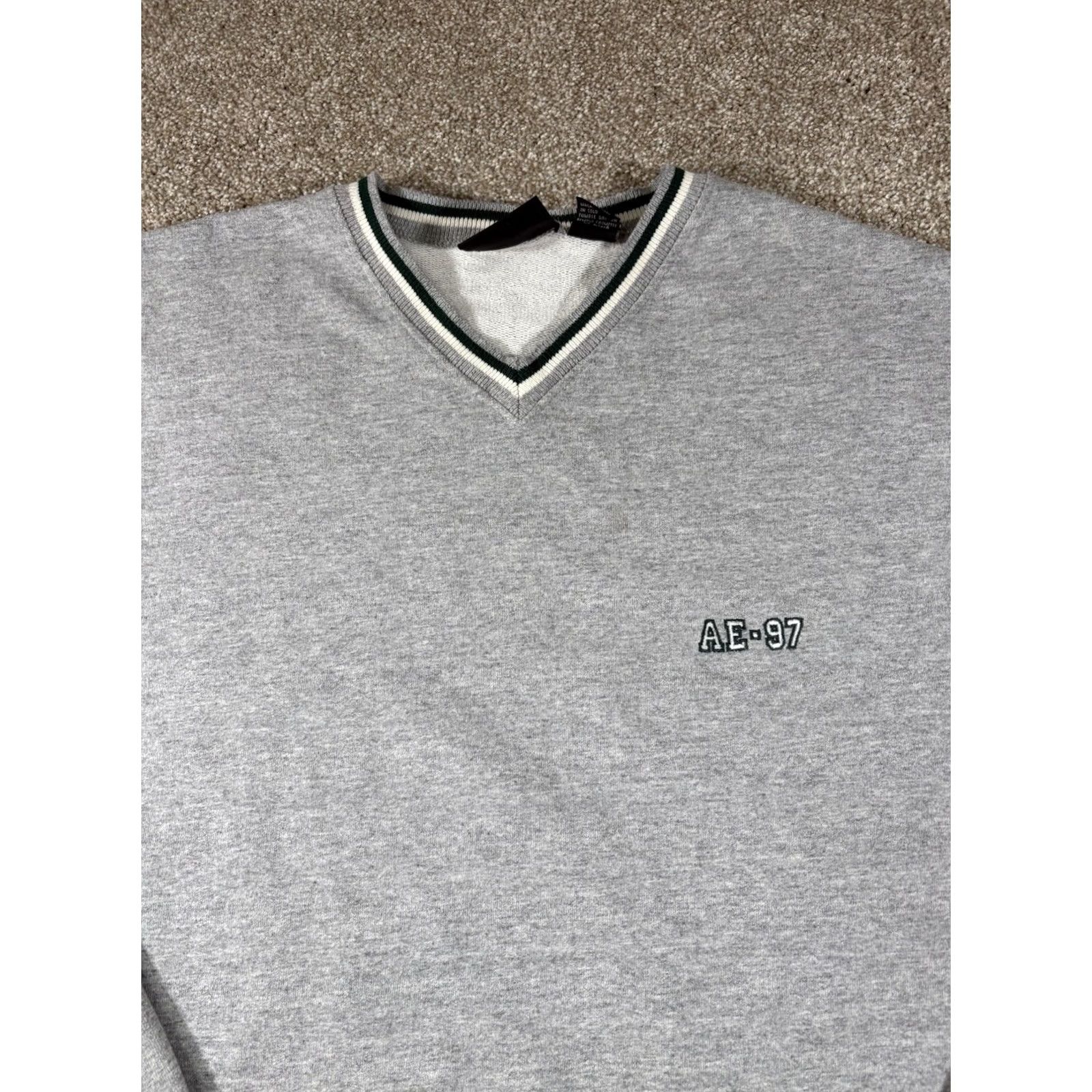 American Eagle Outfitters VINTAGE American Eagle Outfitters Sweater Gray Long Sleeve V Neck Men XL Knit Pullover All Seasons Casual Men's Size XL Size US XL / EU 56 / 4 - 2 Thumbnail