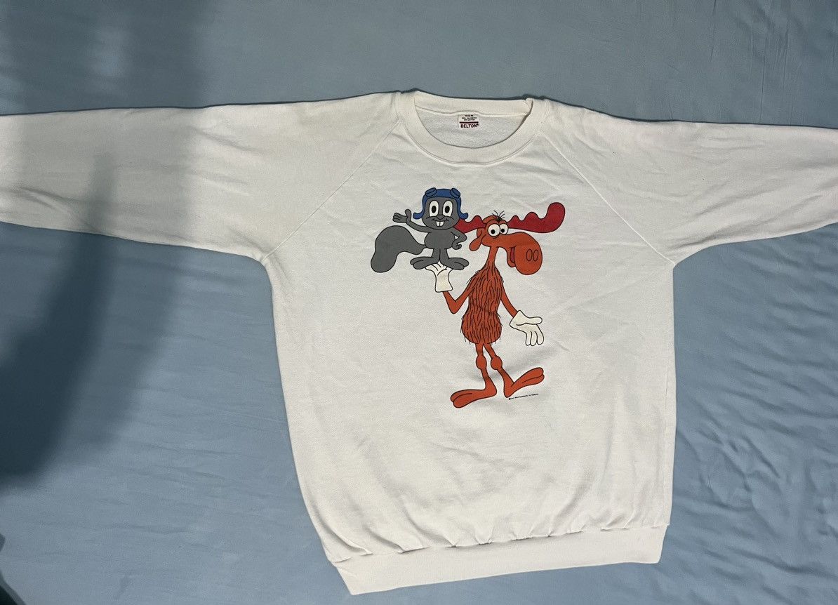 Other 🦌 Vintage Rocky & Bullwinkle Crewneck XL 80s Belton Tag 🐿️ Size US XL / EU 56 / 4 - 7 Thumbnail