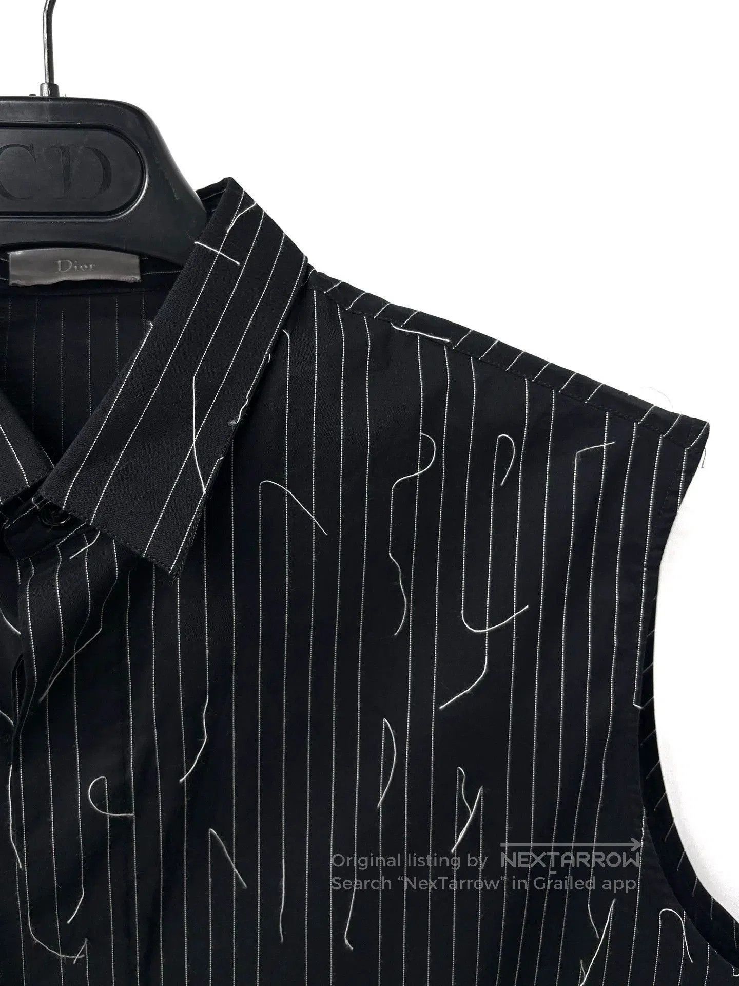 Dior Black Sleeveless Striped Abstract Button-Up Shirt. Size US M / EU 48-50 / 2 - 4 Thumbnail