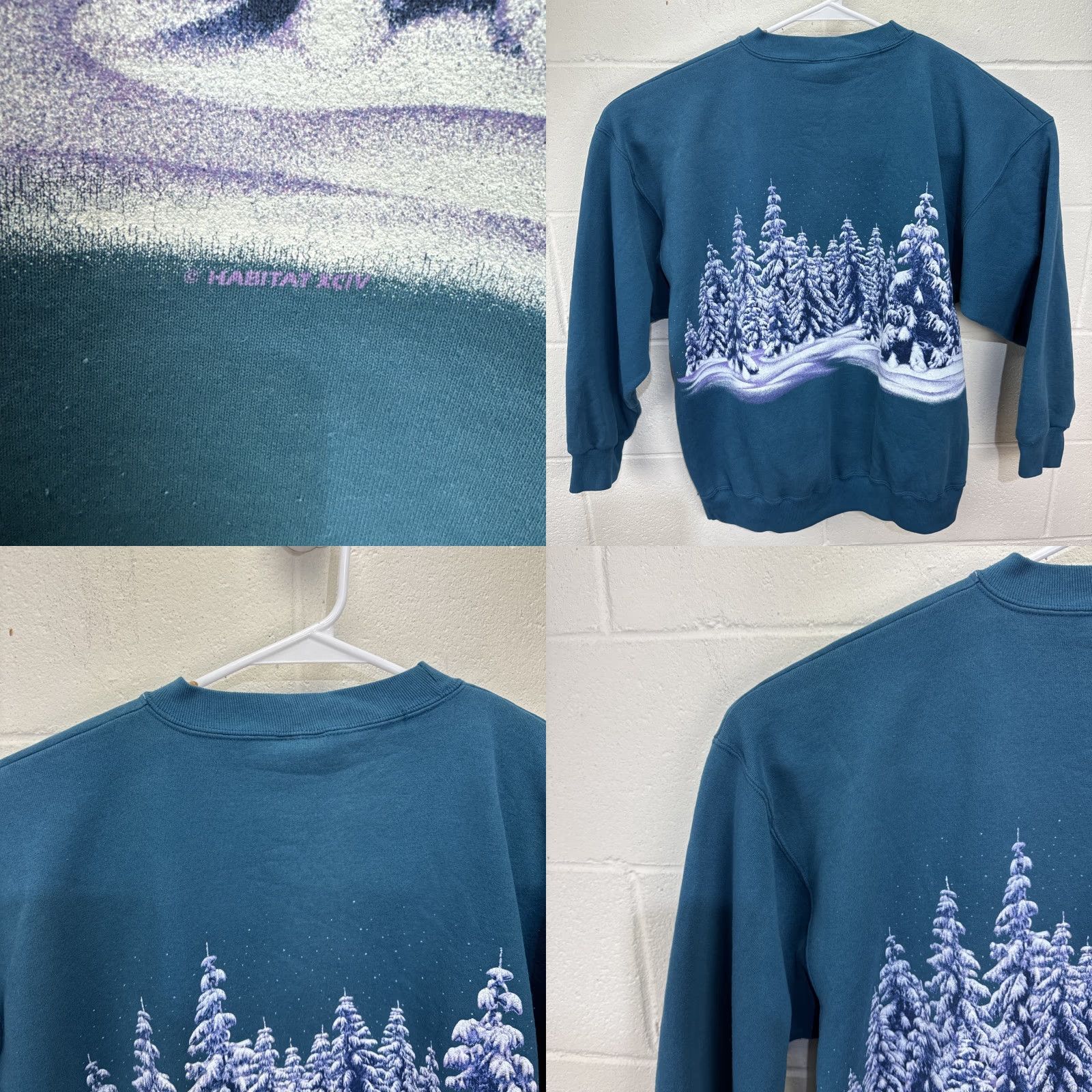 Altea VINTAGE Signal Sport All Over Print Snow Forest Nature Sweatshirt XL Teal Blue Size US XL / EU 56 / 4 - 9 Thumbnail