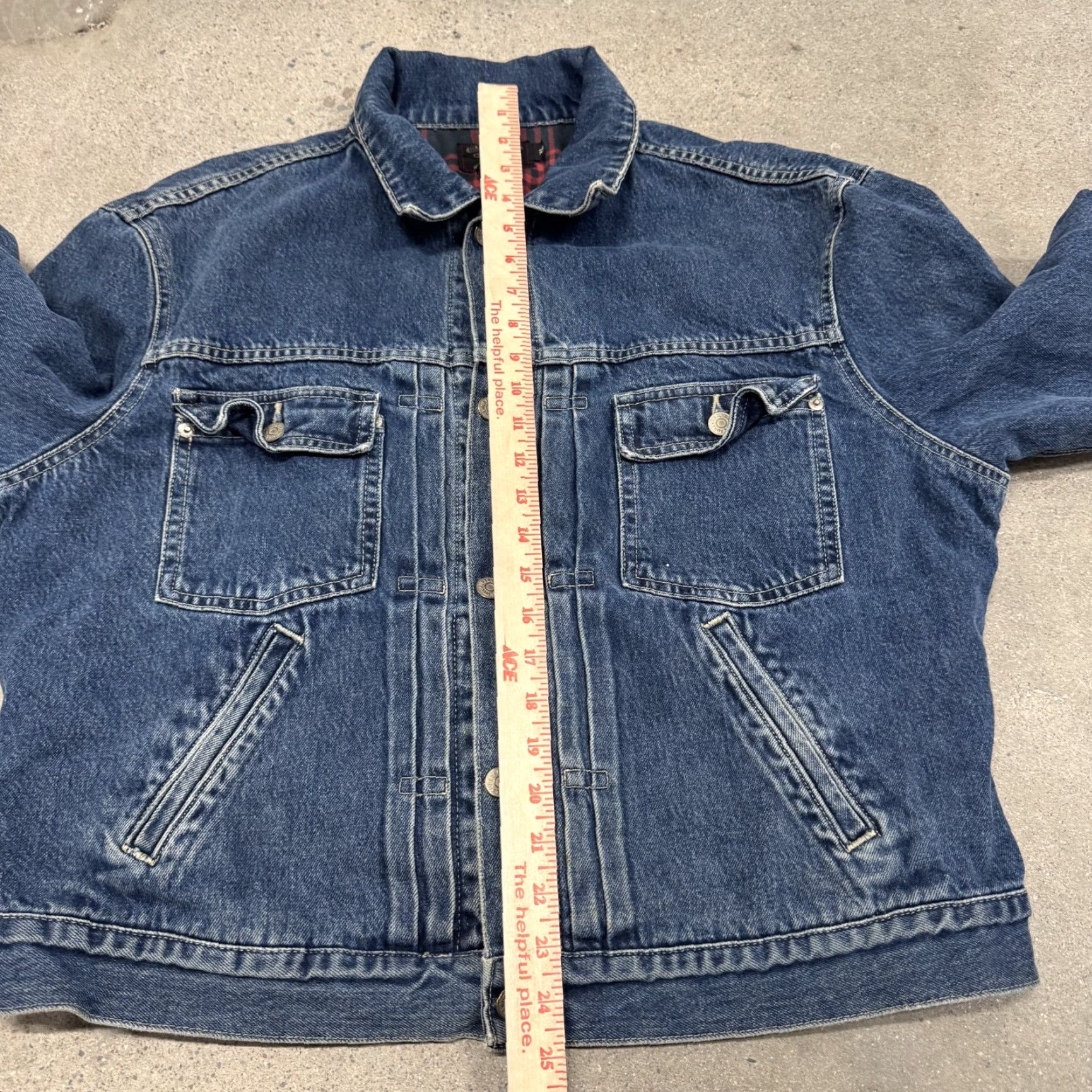 VINTAGE RRL Denim Jacket Flannel Lined Trucker Western Sz XL Blue