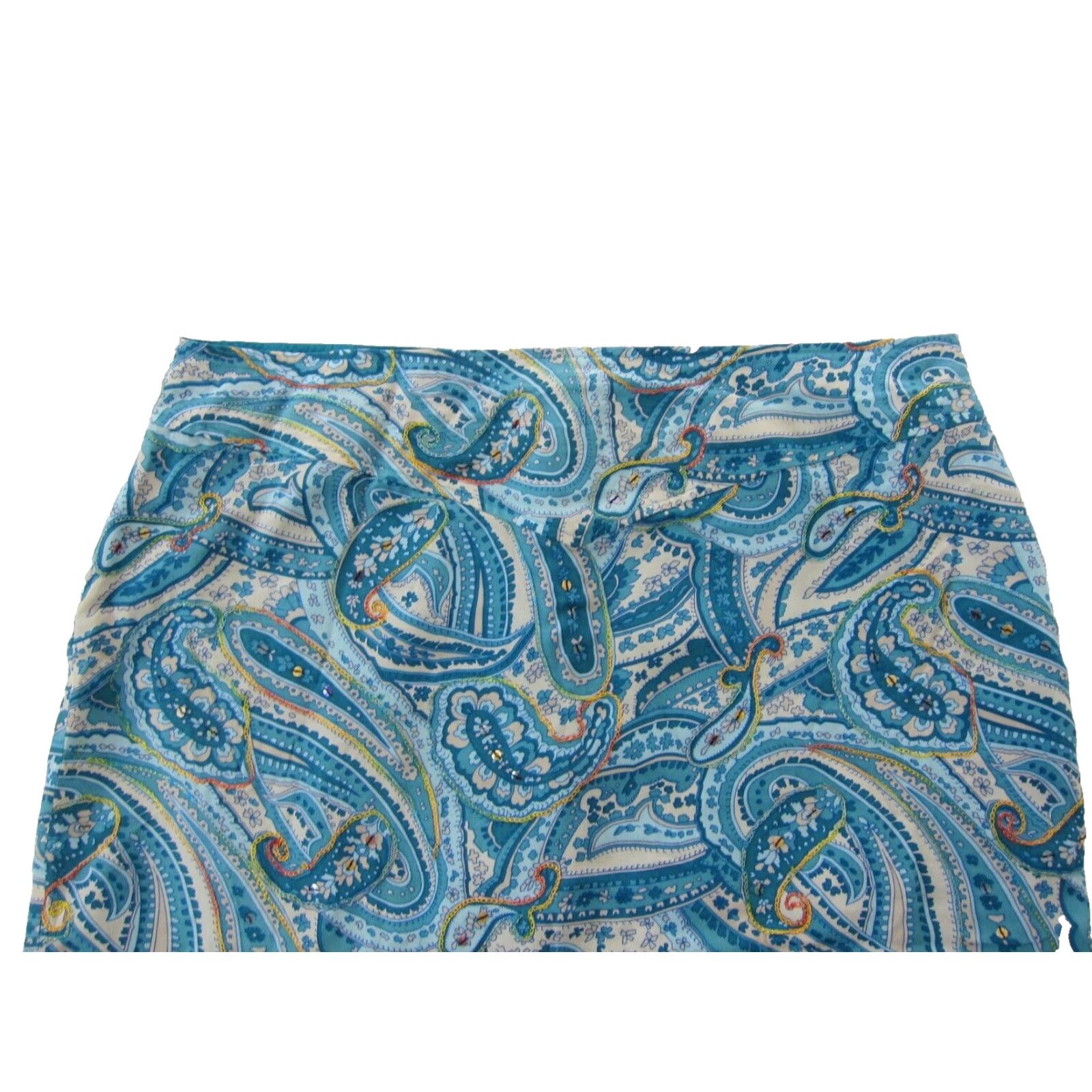 Worthington Worthington 100% Silk Blue White Paisley Straight A-Line Pencil Skirt Women 16 Size 38" / US 16 / IT 52 - 4 Thumbnail