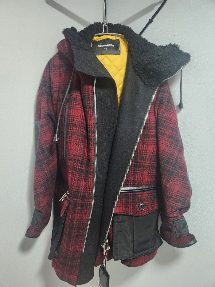 Dsquared2 Dsquared2 red check oversized parka coat Size M / US 6-8 / IT 42-44 - 6 Thumbnail