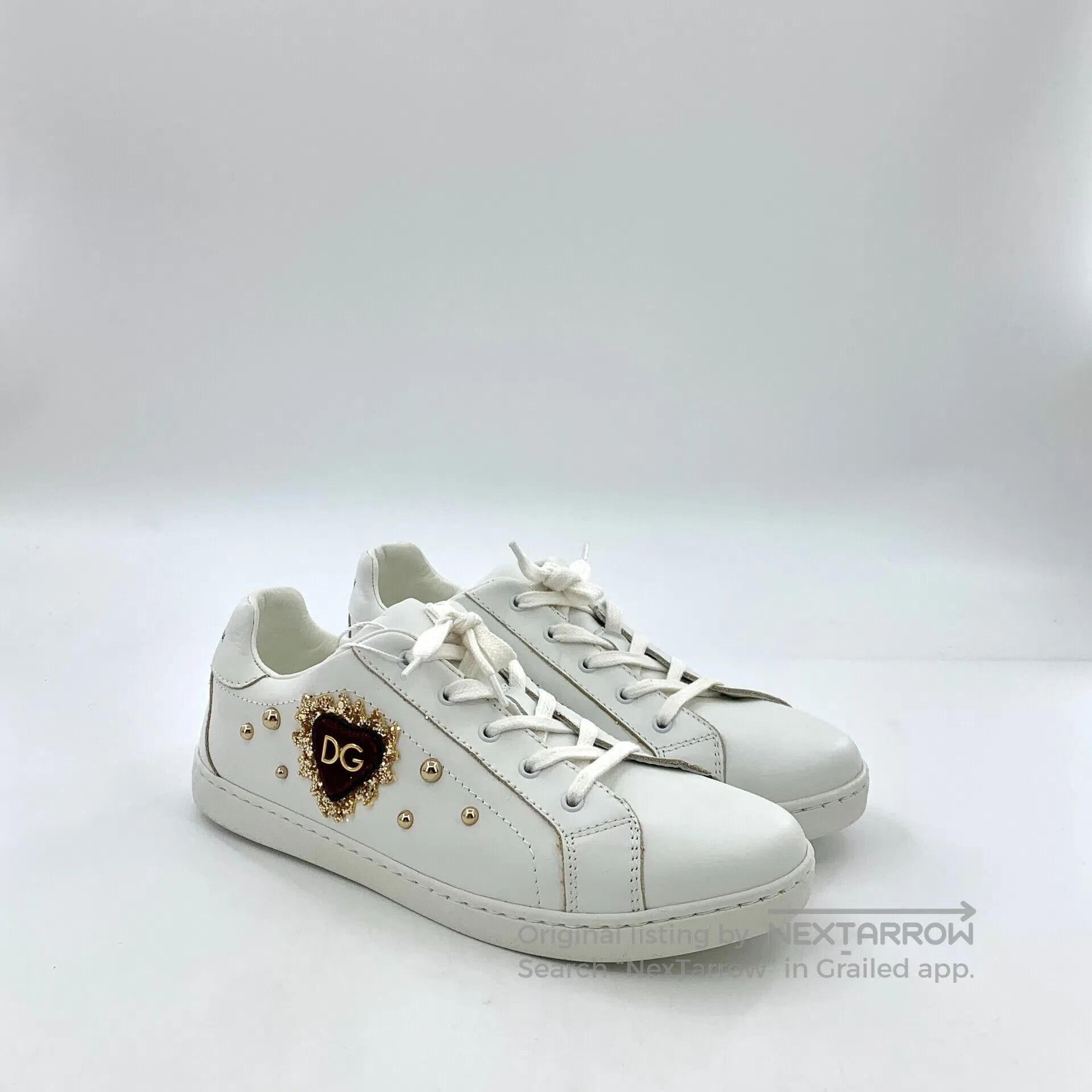Dolce & Gabbana Dolce Gabbana White Heart Stud Design Laced Casual Flat Sn Size US 5.5 / IT 35.5 - 2 Thumbnail