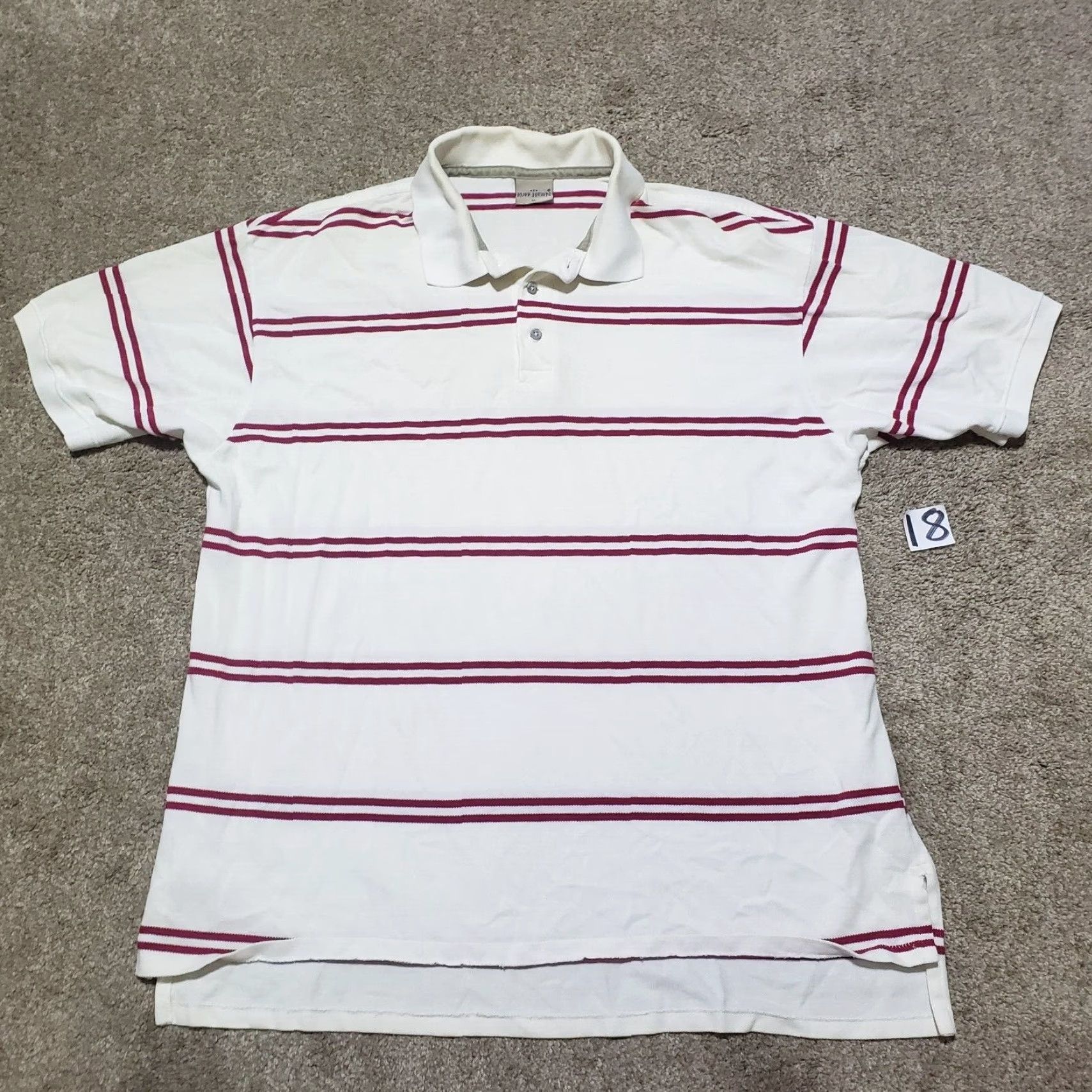 Vintage Ruff Hewn White Red Striped Polo Shirt Short Sleeve Button Collared Size US XL / EU 56 / 4 - 2 Thumbnail