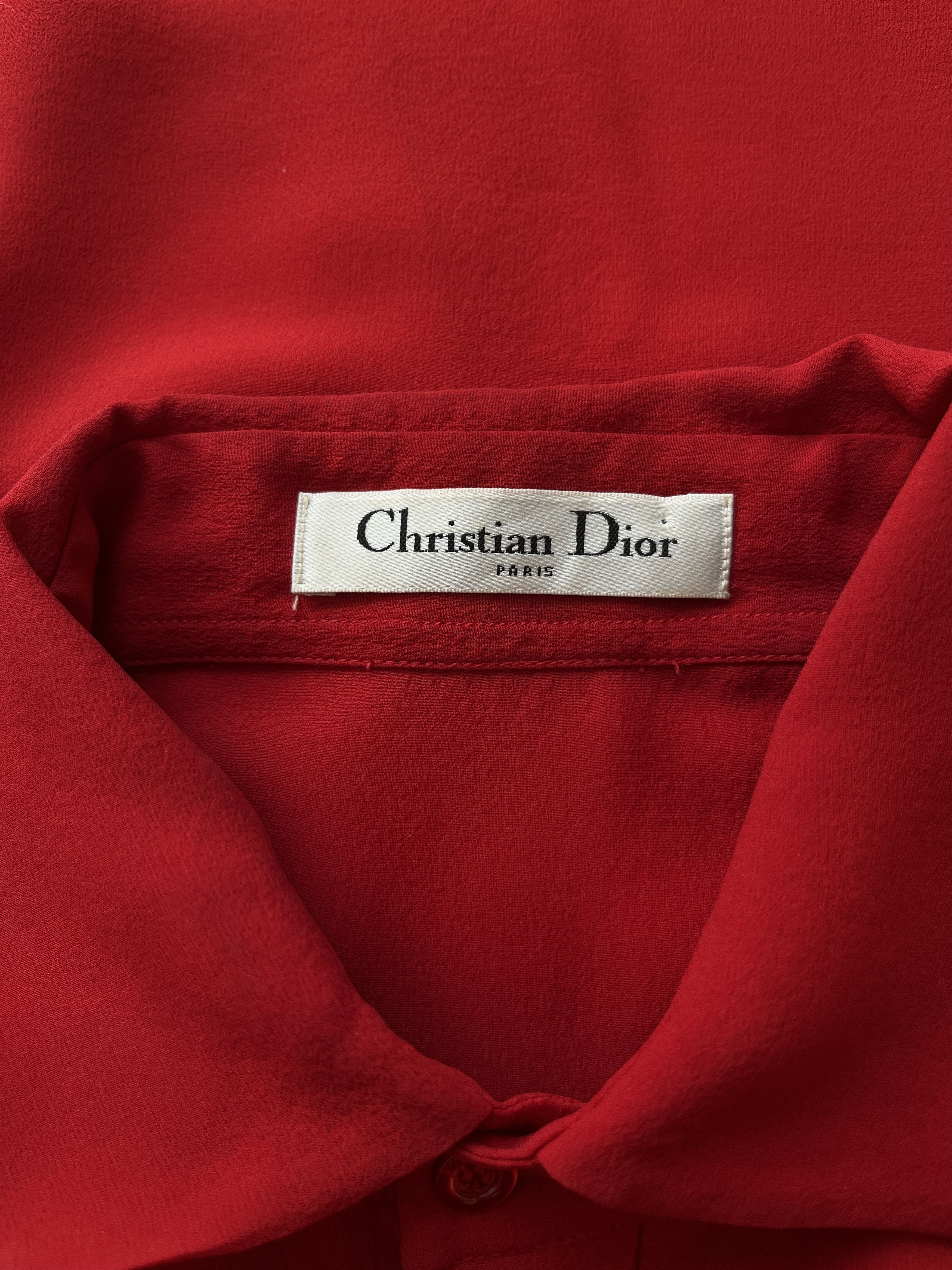 Dior ⚡️QUICK SALE⚡️Dior Red Sheer Button Up Shirt Blouse Size XL / US 12-14 / IT 48-50 - 4 Thumbnail