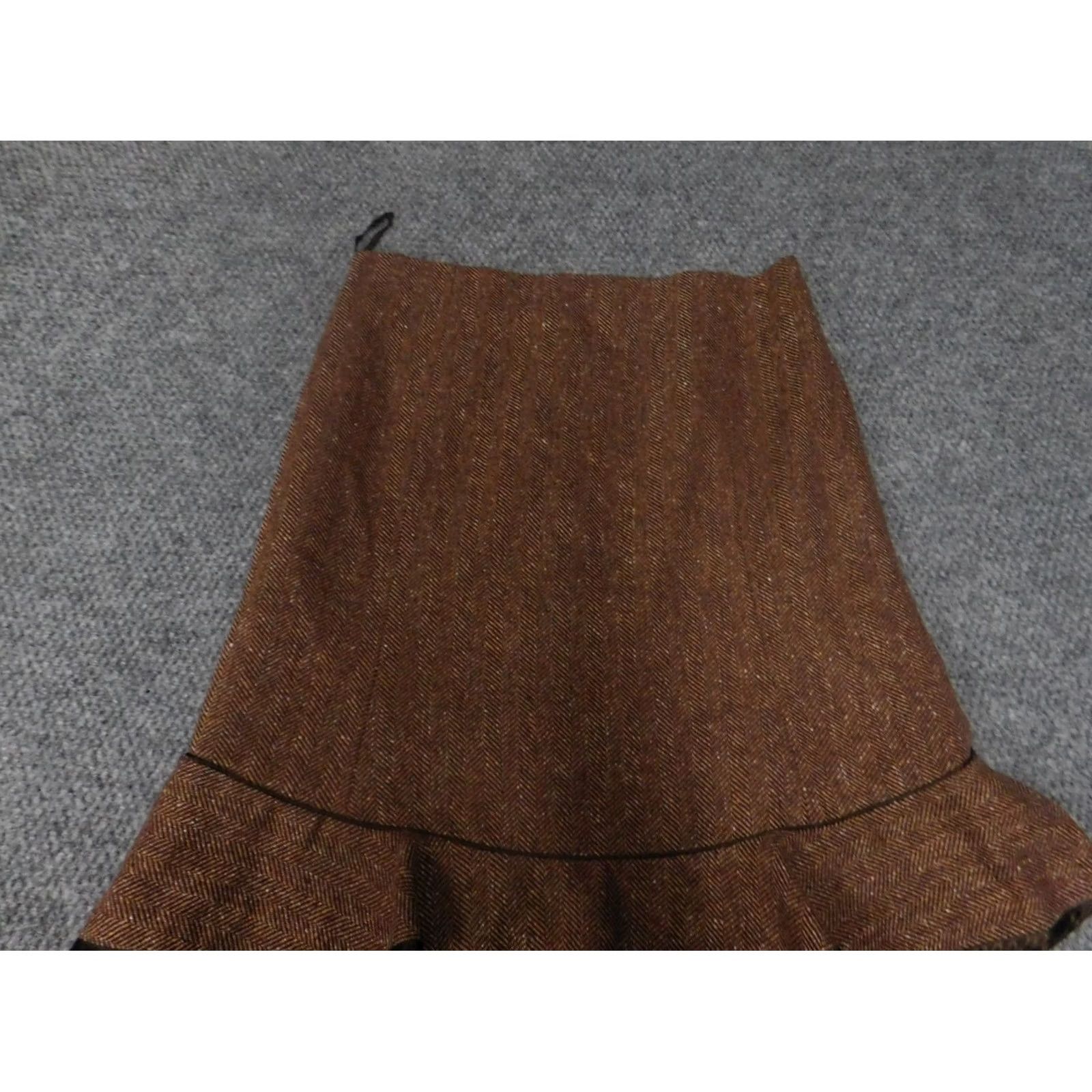 Gap Gap Womens Skirt A-Line Knee Length 6 Brown Polyester Knit Ruffle Zip Casual All Seasons Vertical M Shoes?? Size 28" / US 6 / IT 42 - 4 Thumbnail