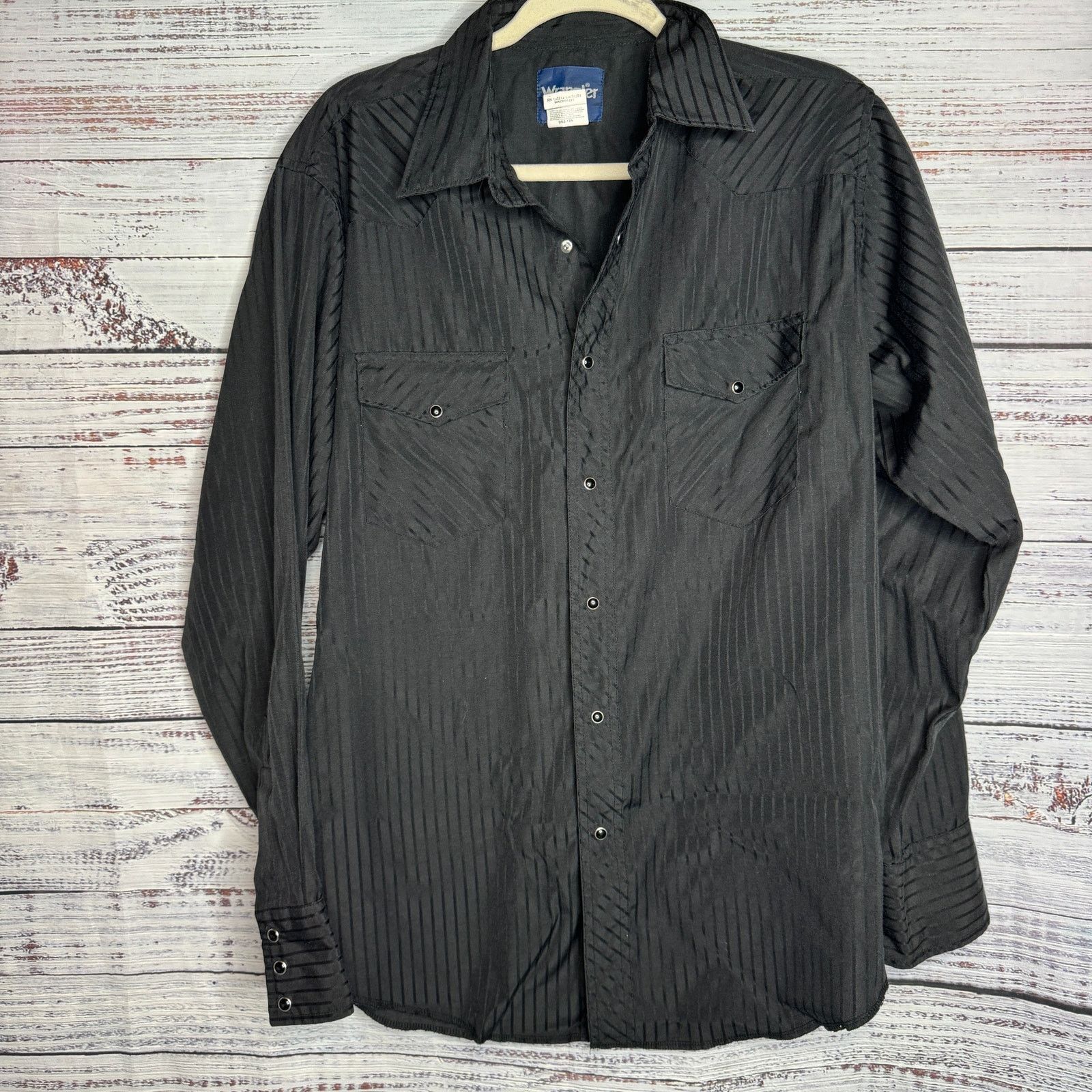 Wrangler Wrangler Black Stripe Pearl Snap Button Down Long Sleeve LG Size US L / EU 52-54 / 3 - 1 Thumbnail