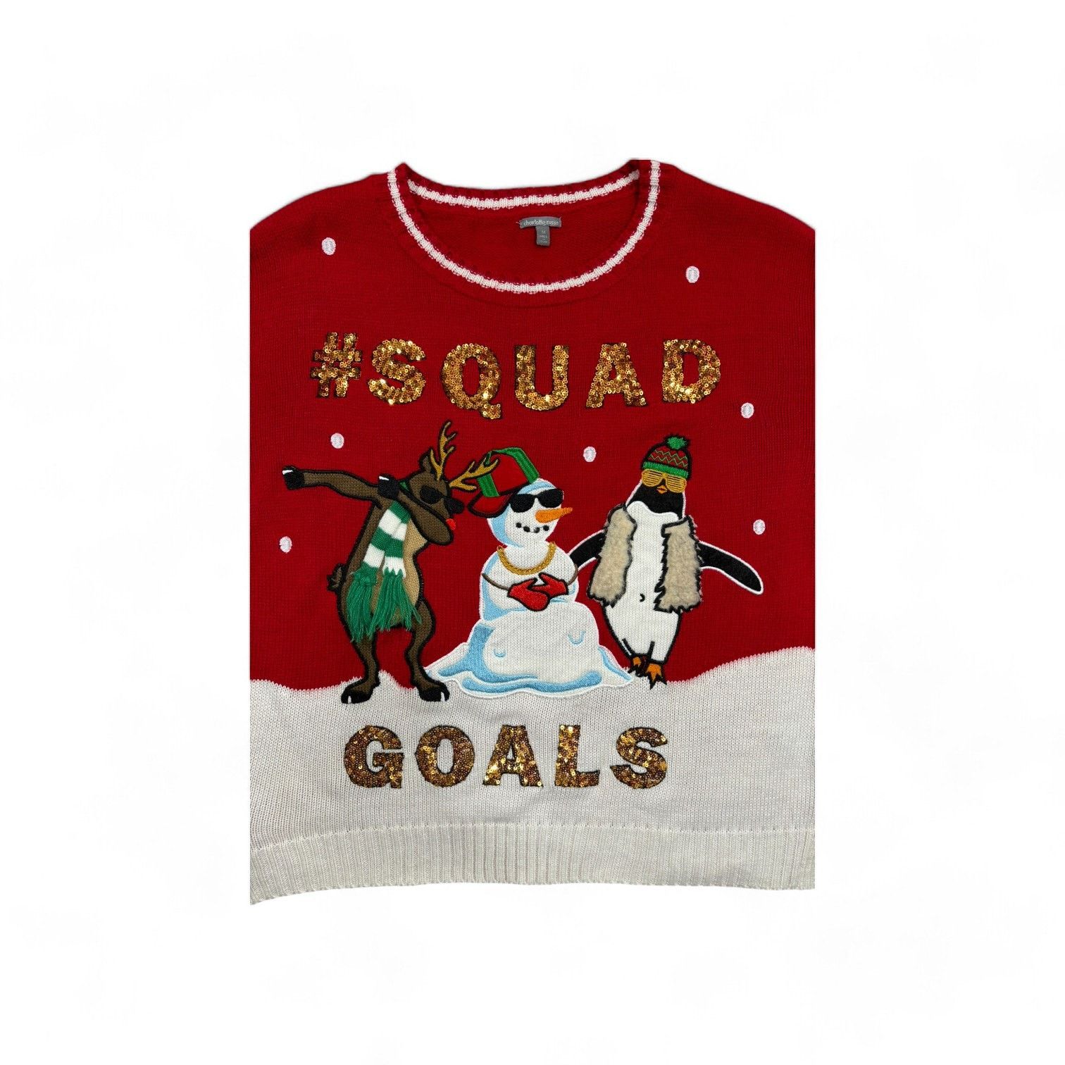 Other Vintage Charlotte Russe #SquadGoals Sequin Sweater M Holiday Size M / US 6-8 / IT 42-44 - 4 Thumbnail