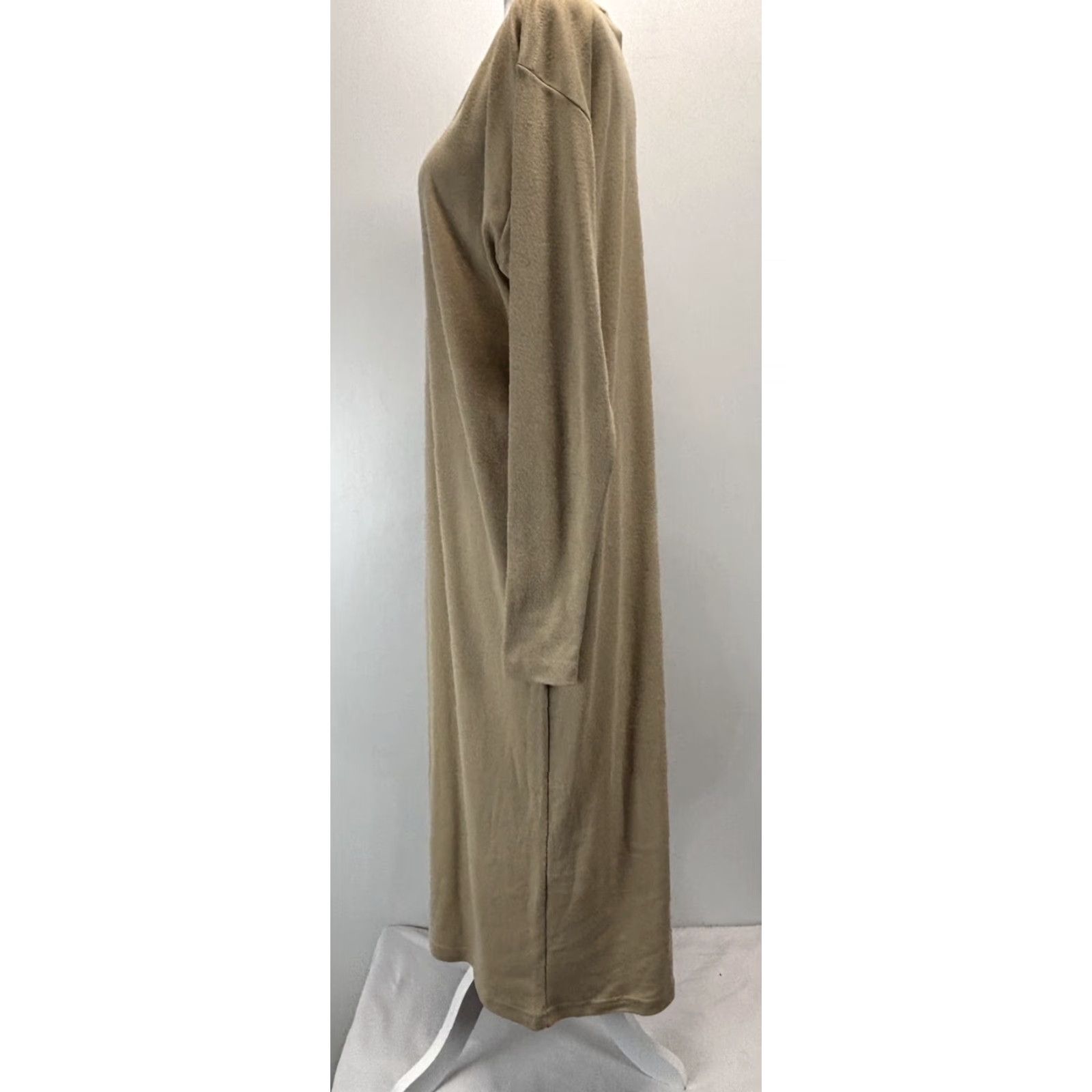 Vintage VINTAGE Link Up Midi Dress Shift Brown One Size Women 90s Lagenlook Cotton Blend Casual Fall Spring Winter Summer United States Ladies Dress Size ONE SIZE - 4 Thumbnail