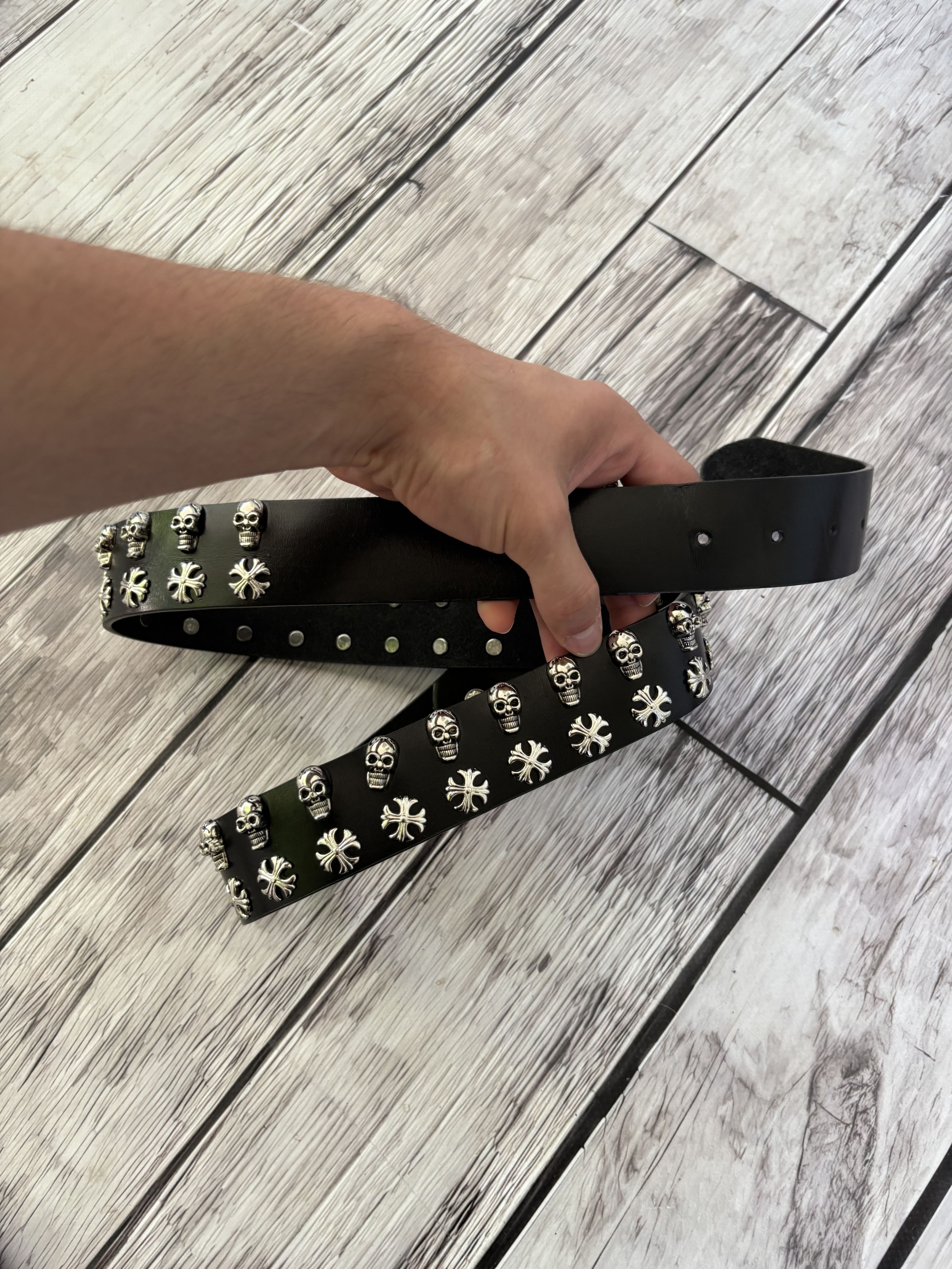 Other VTG CHROME HEARTS DIESEL STYLE HEAVY LEATHER METAL BELT Size ONE SIZE - 3 Thumbnail