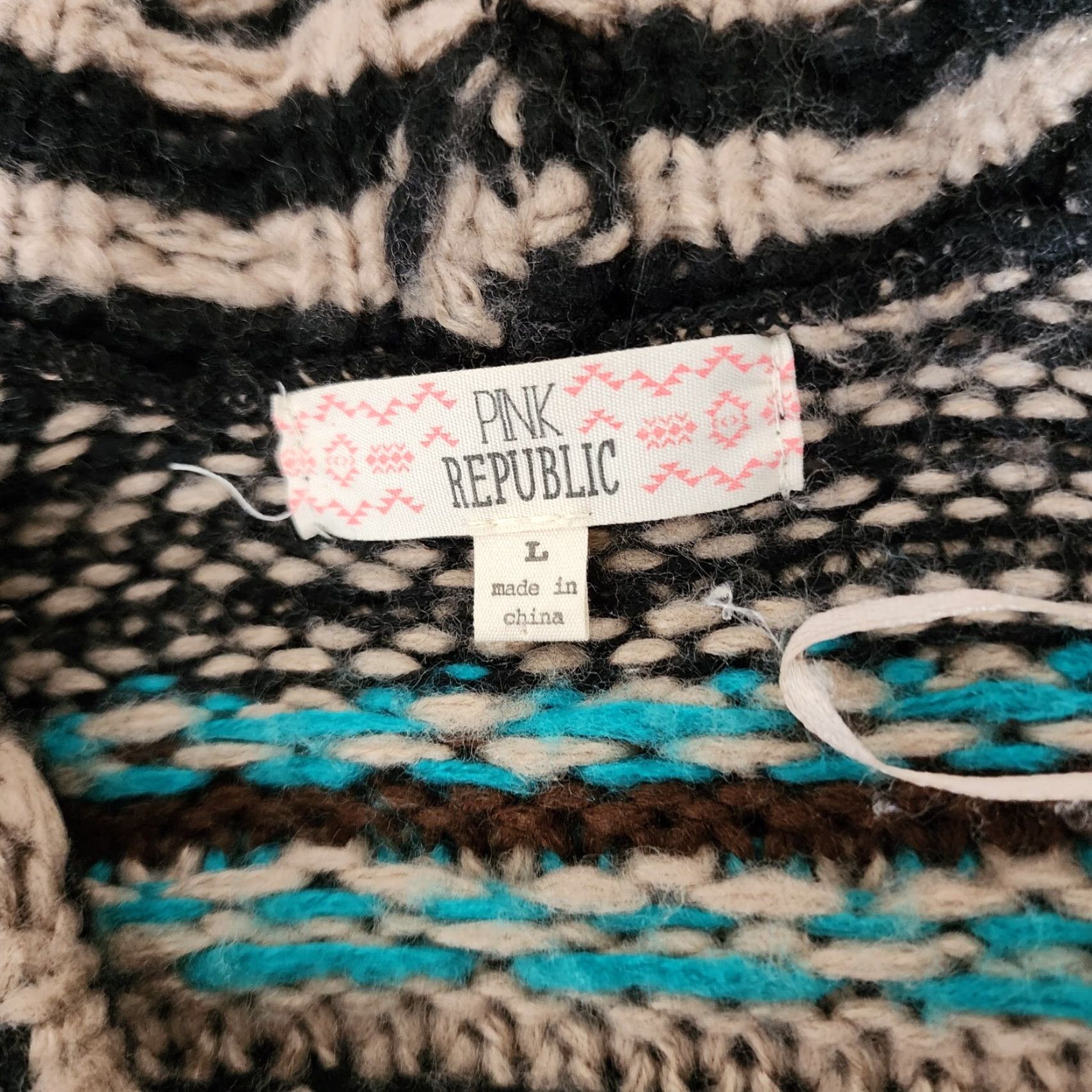 Vintage PINK REPUBLIC Womens Large Brown Open-Knit Cardigan Sweater Size L / US 10 / IT 46 - 2 Thumbnail