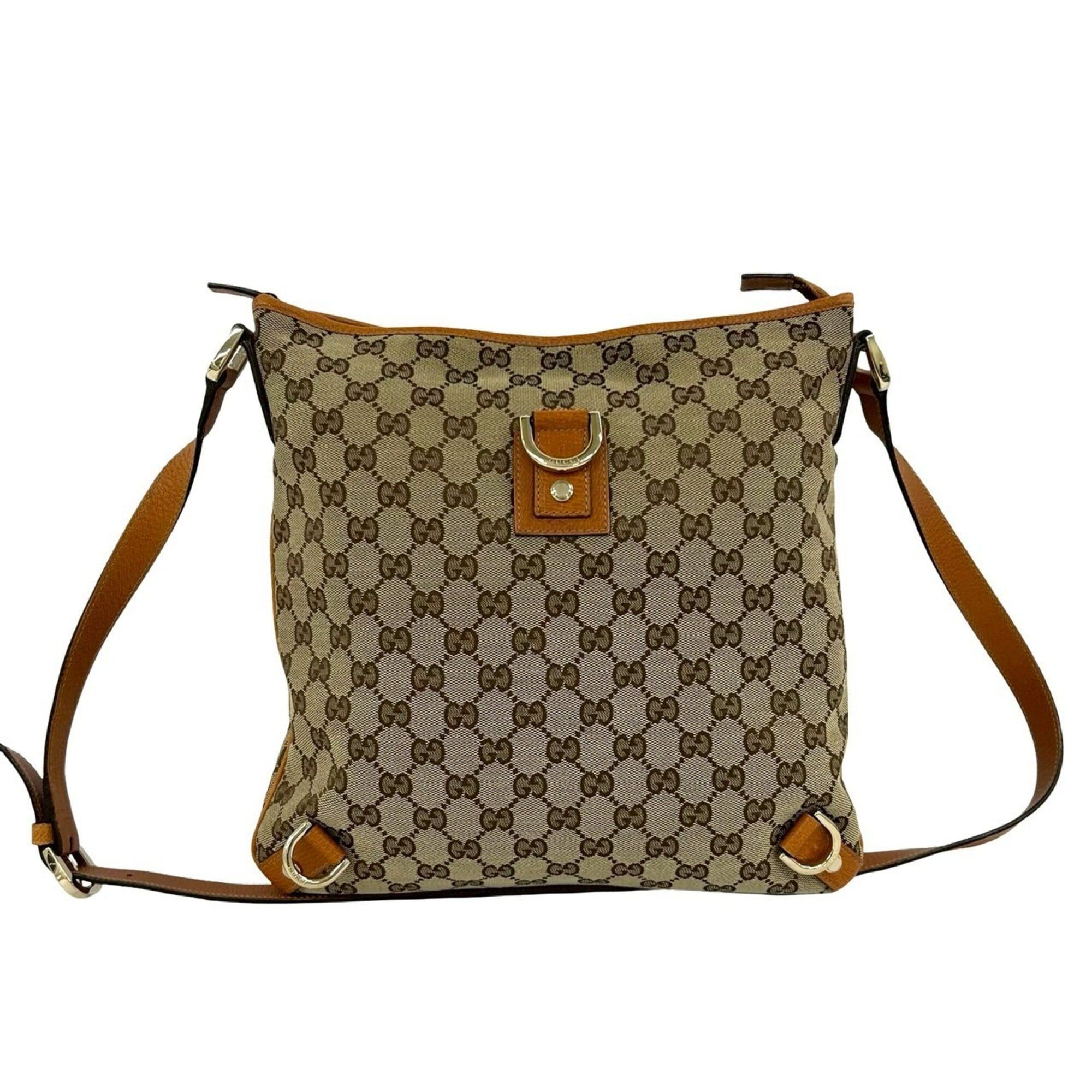 Gucci GUCCI GG Logo Hardware Canvas Leather Semi-One Shoulder Bag Mini Tote Sacoche Brown 60526 Size ONE SIZE - 1 Thumbnail