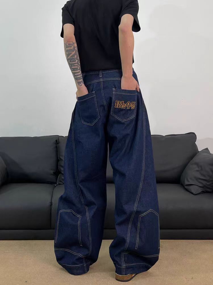 Japanese Brand × Jean Street hip-hop washed baggy embroidered jeans Size US 33 - 3 Thumbnail