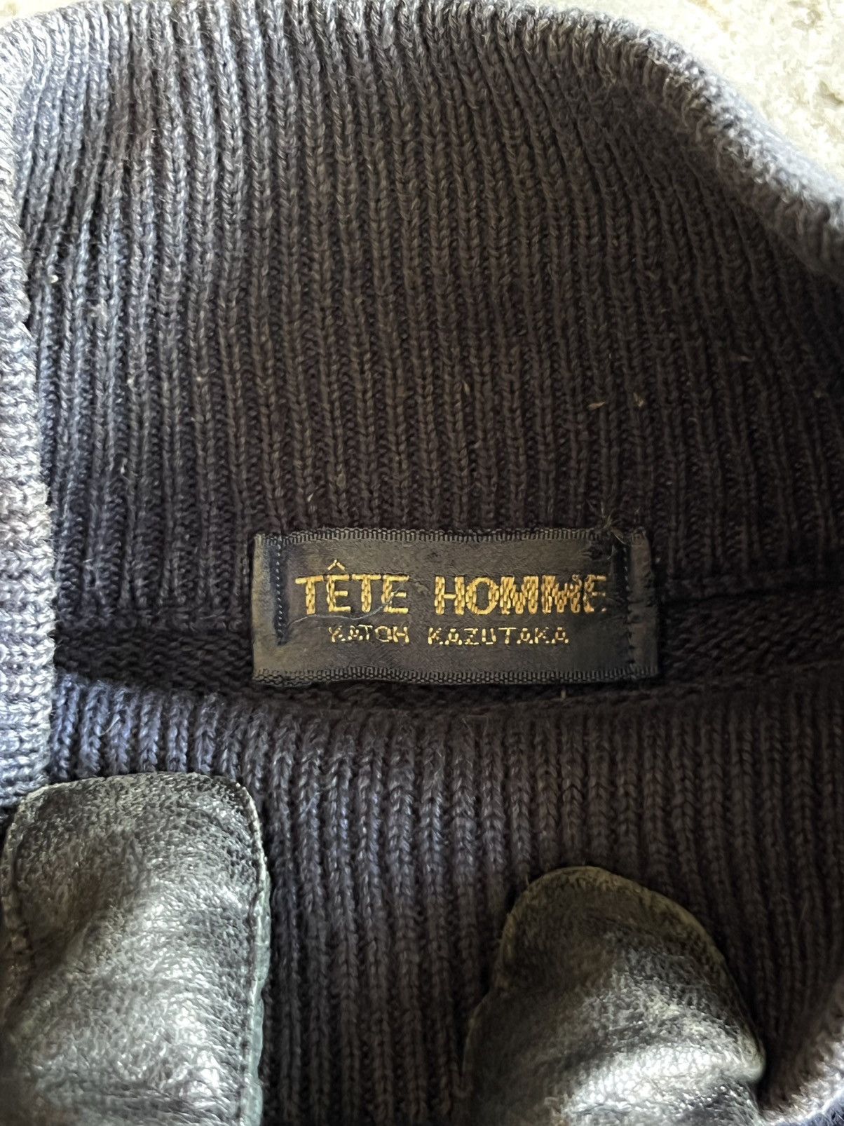 Issey Miyake Vintage 80s TÊTE HOMME Katoh Kazutaka Mock Neck Sweater Size US M / EU 48-50 / 2 - 2 Thumbnail