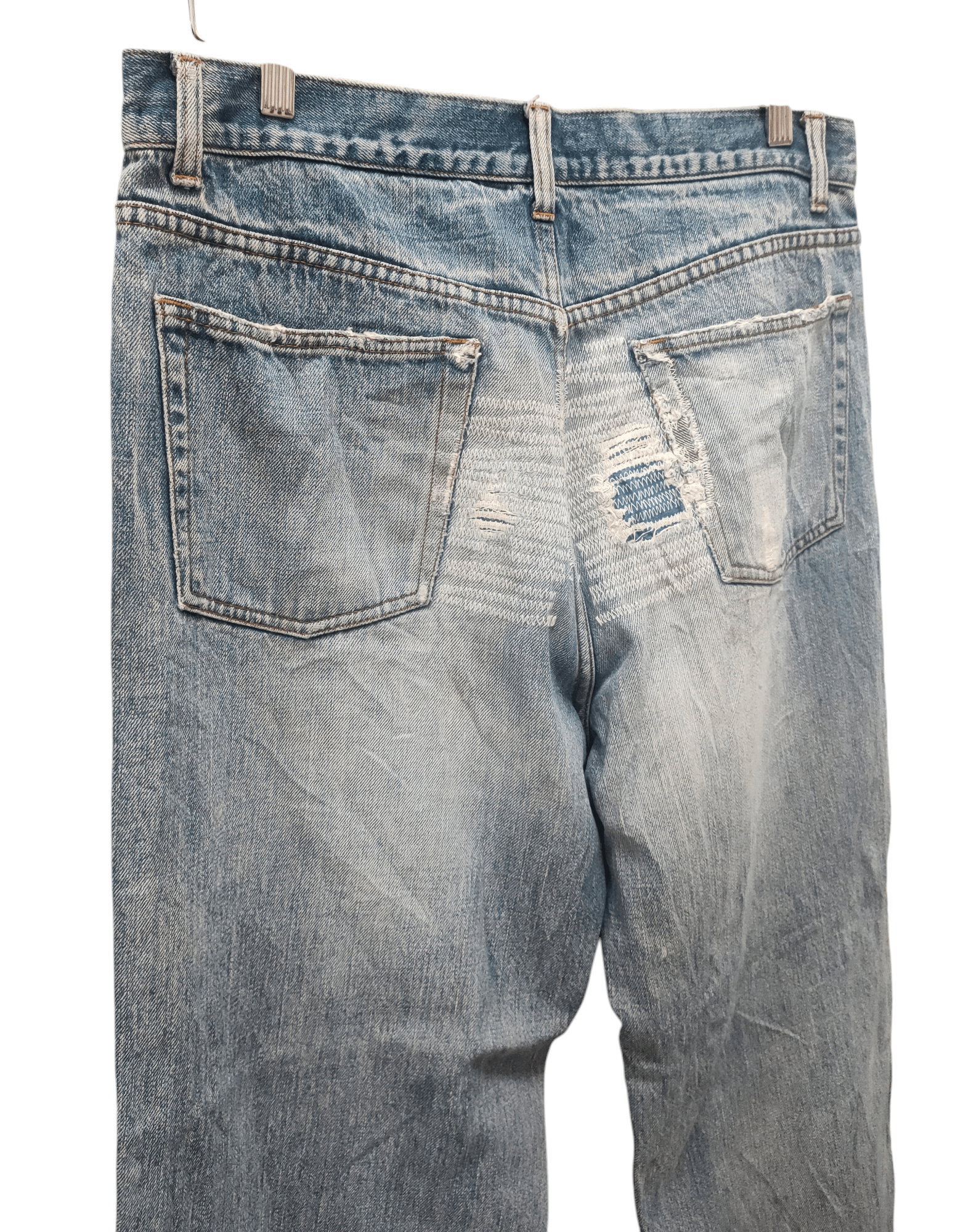 Japanese Brand 💥Baggy Flared Distressed Gl Heart Denim 💥 Size US 36 / EU 52 - 5 Thumbnail