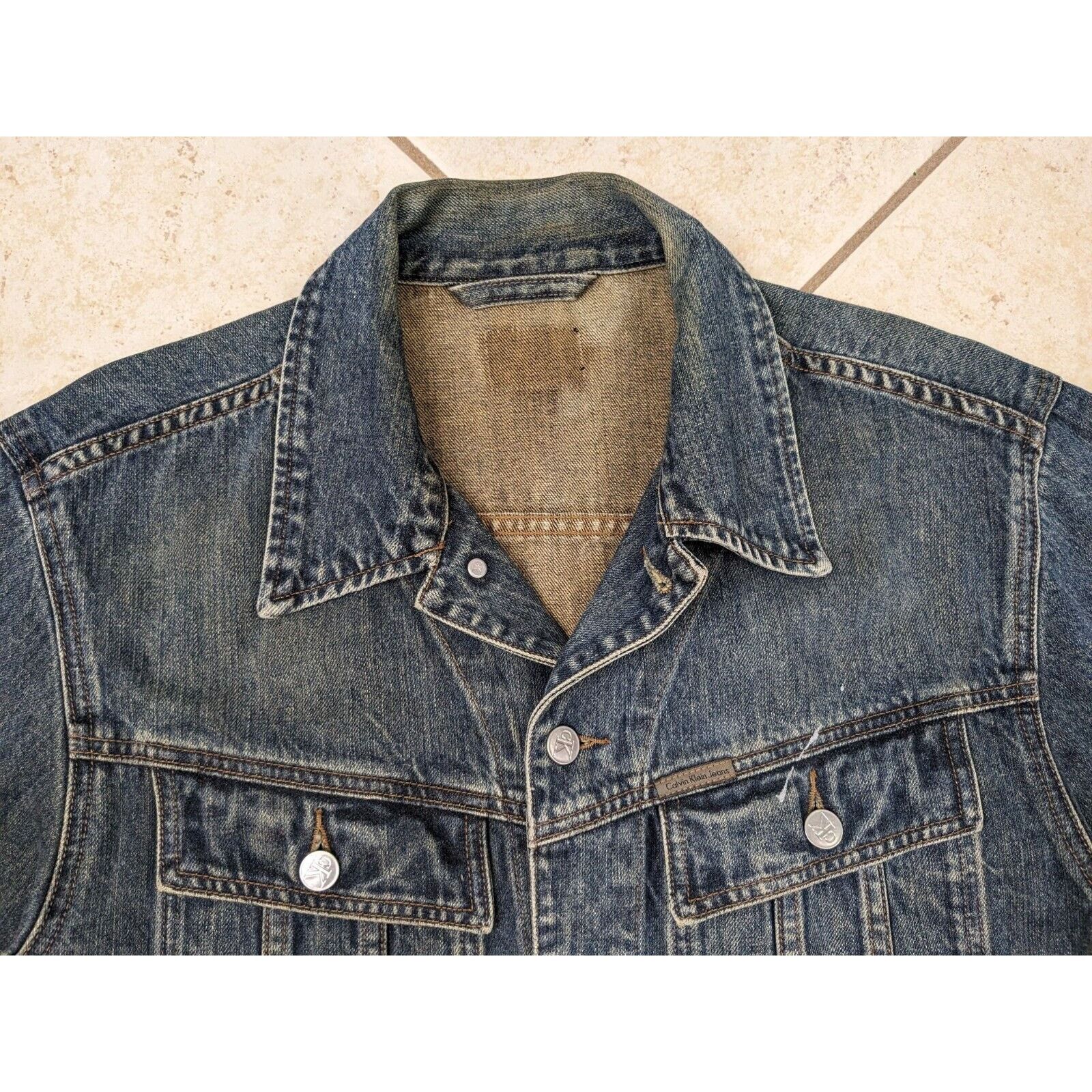 Calvin Klein Vtg Calvin Klein Men's L Denim Jeans Trucker Coat Jacket Size US L / EU 52-54 / 3 - 3 Thumbnail
