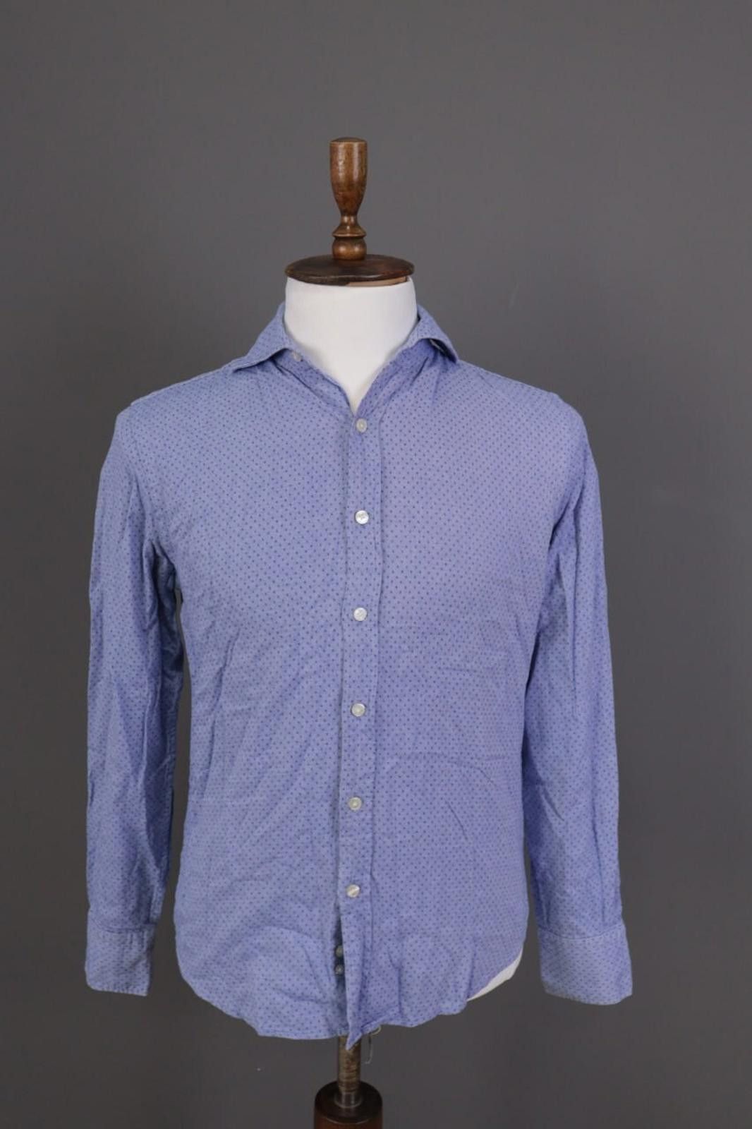 Designer Boggi Milano Custom Fit Blue Dotted Shirt Size M Size US M / EU 48-50 / 2 - 1 Thumbnail