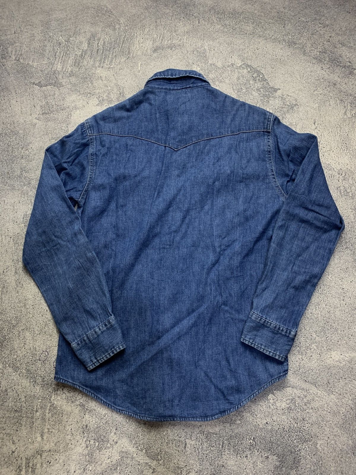 Blue Blue Japan 🐍 Vintage Blue Blue Japan Denim Shirt Size 40R - 8 Thumbnail