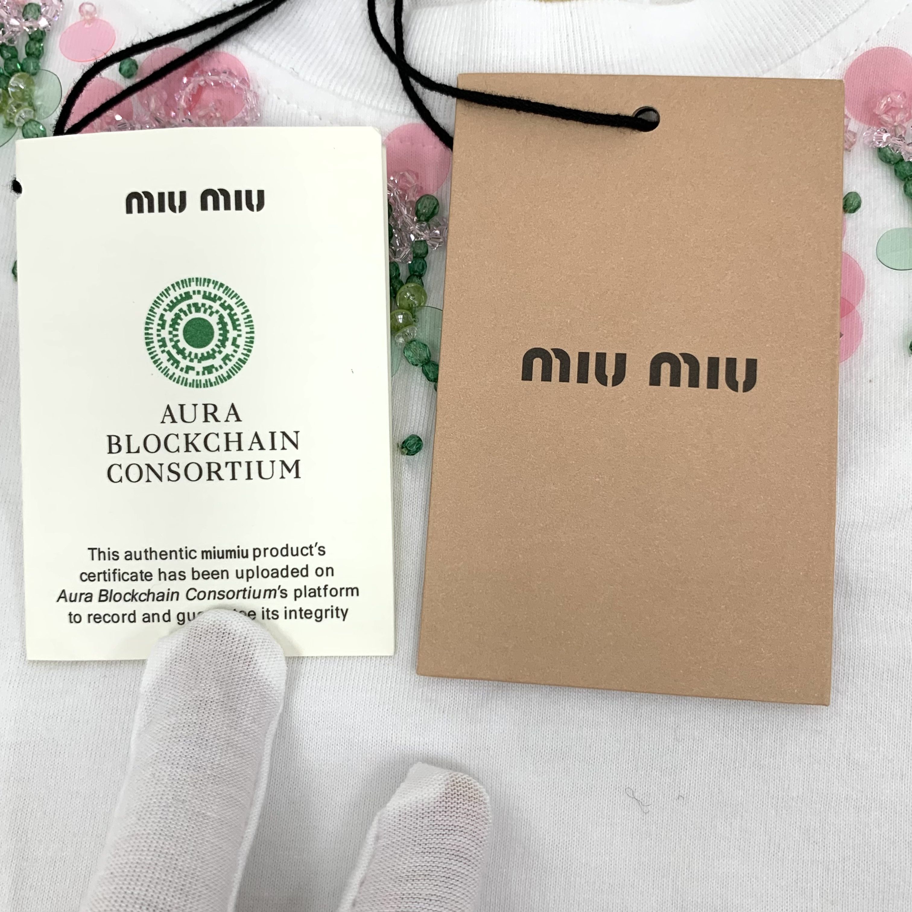 Miu Miu Fendi Colorblock Logo Jacquard Knit Short Sleeve Sweater M Size S / US 4 / IT 40 - 5 Thumbnail