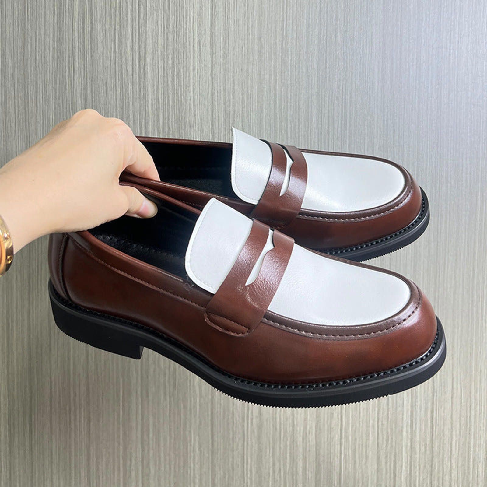 Other Two-Tone Black White Chunky Penny Loafer Contrast Derby Shoe Size US 7 / EU 40 - 8 Thumbnail