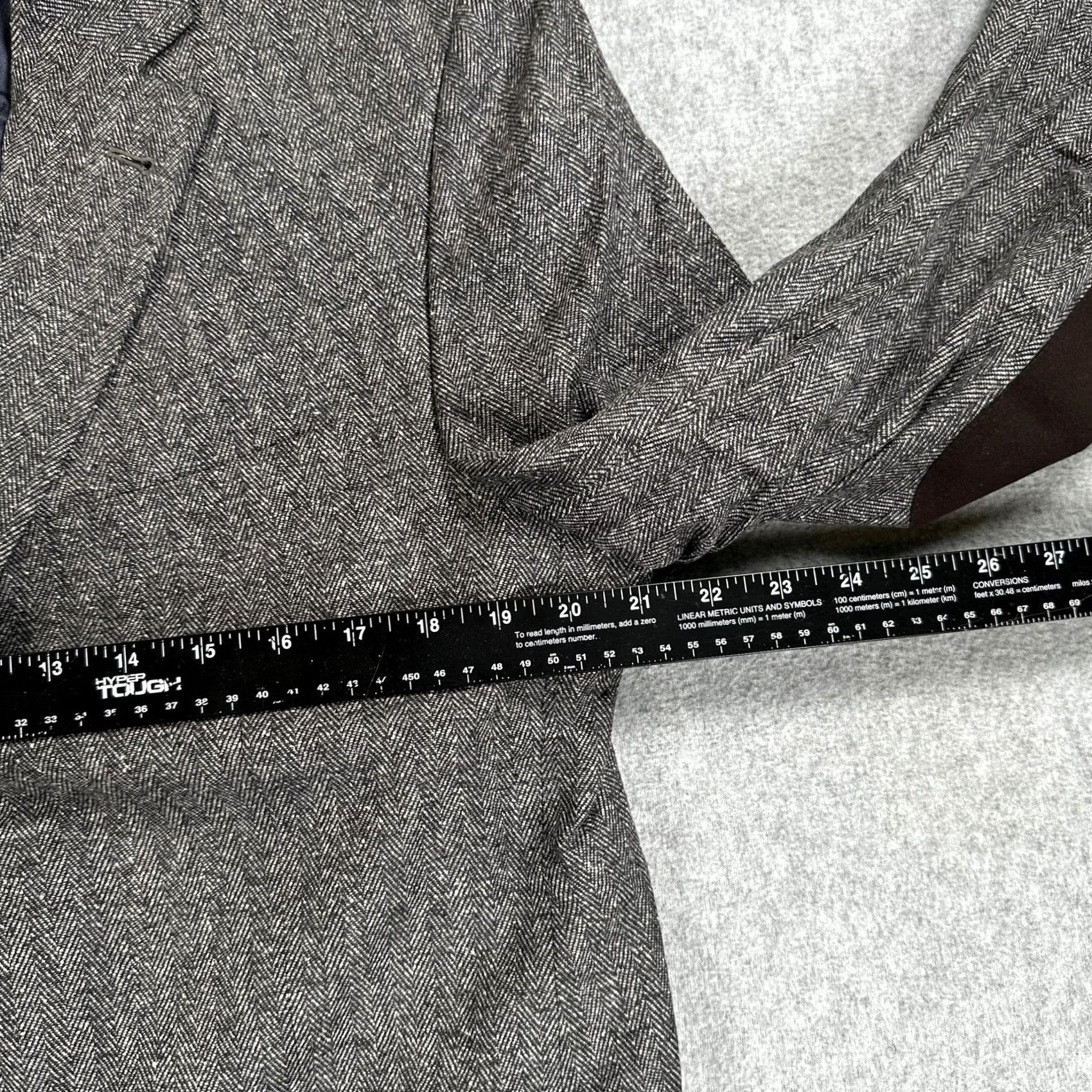 Vintage Maus & Hoffman Sport Coat Mens 42 Long Gray Herringbone Wool Elbow Patch Blazer Coat Cloak Size 42R - 7 Thumbnail