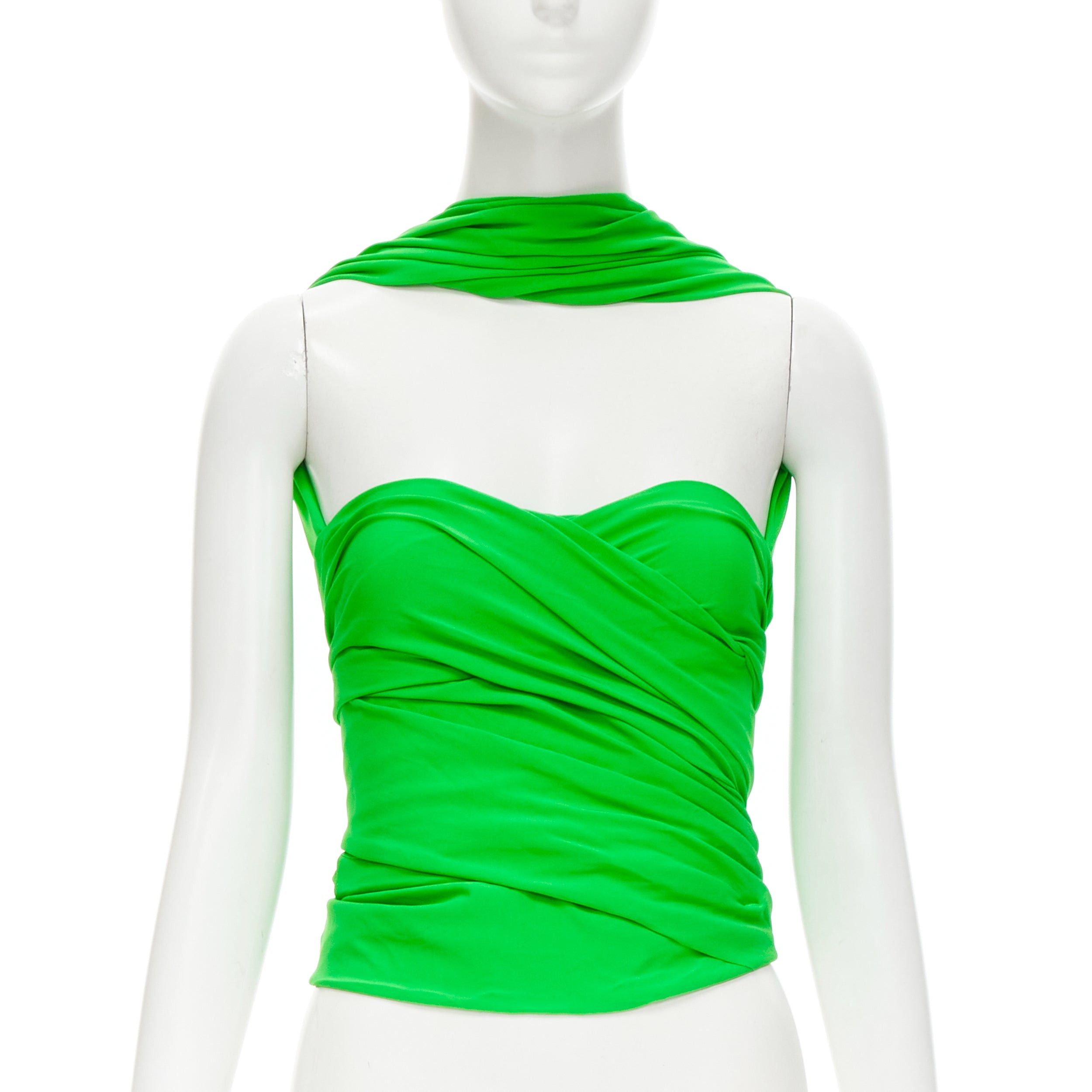 Balenciaga BALENCIAGA 2019 Runway green draped wrap bustier halter top FR36 S Size S / US 4 / IT 40 - 1 Thumbnail