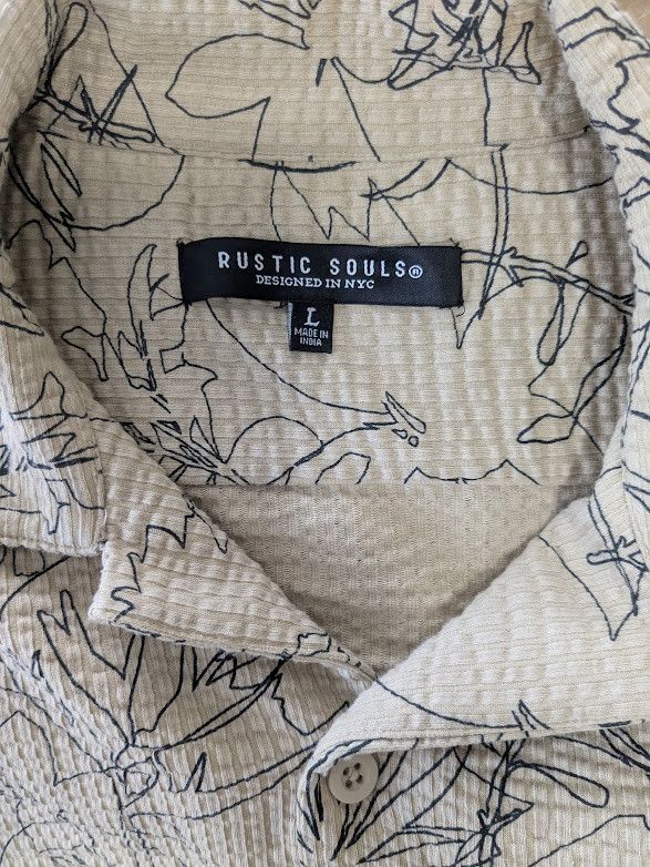Other Rustic Souls men's tan leaf print short sleeve shirt Size US L / EU 52-54 / 3 - 3 Thumbnail