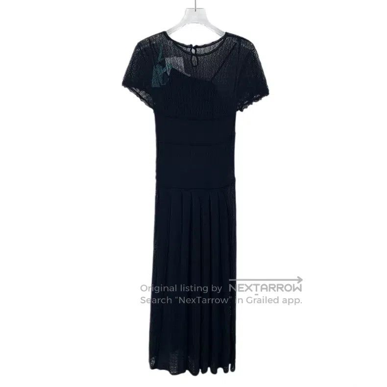 Dior Dior Dark blue lace hollow silk round neck short-sleeved d Size XS / US 0-2 / IT 36-38 - 2 Thumbnail