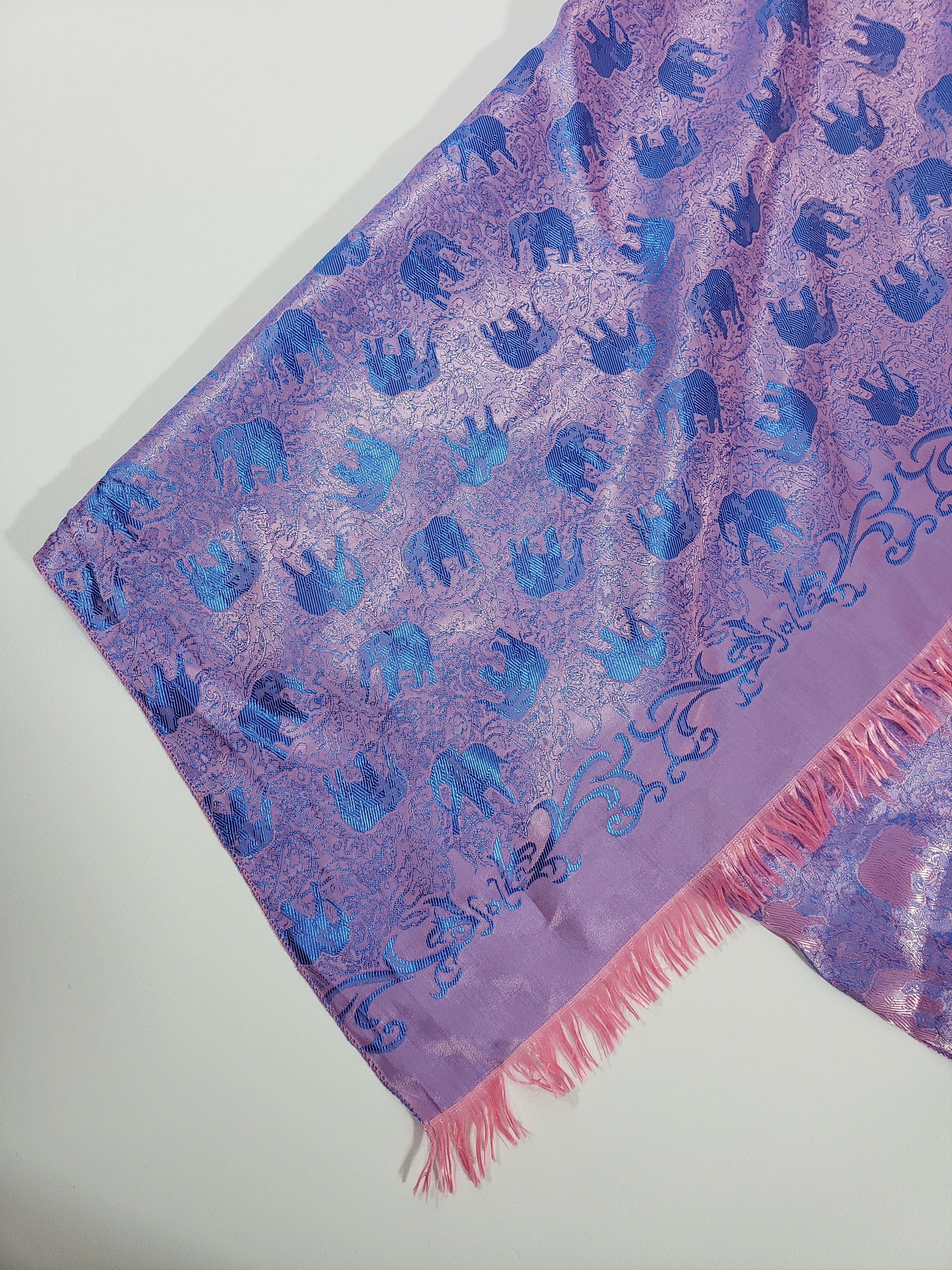 Other 100% Silk Scarf ELEPHANTS violet Size ONE SIZE - 5 Thumbnail