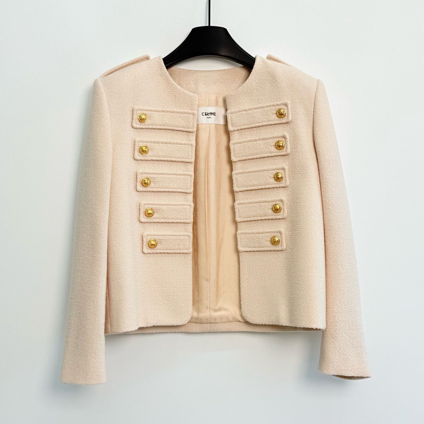 Celine CELINE SS23 Solid Tweed Button Knit Top Size XXS / US 00 / IT 34 - 1 Thumbnail